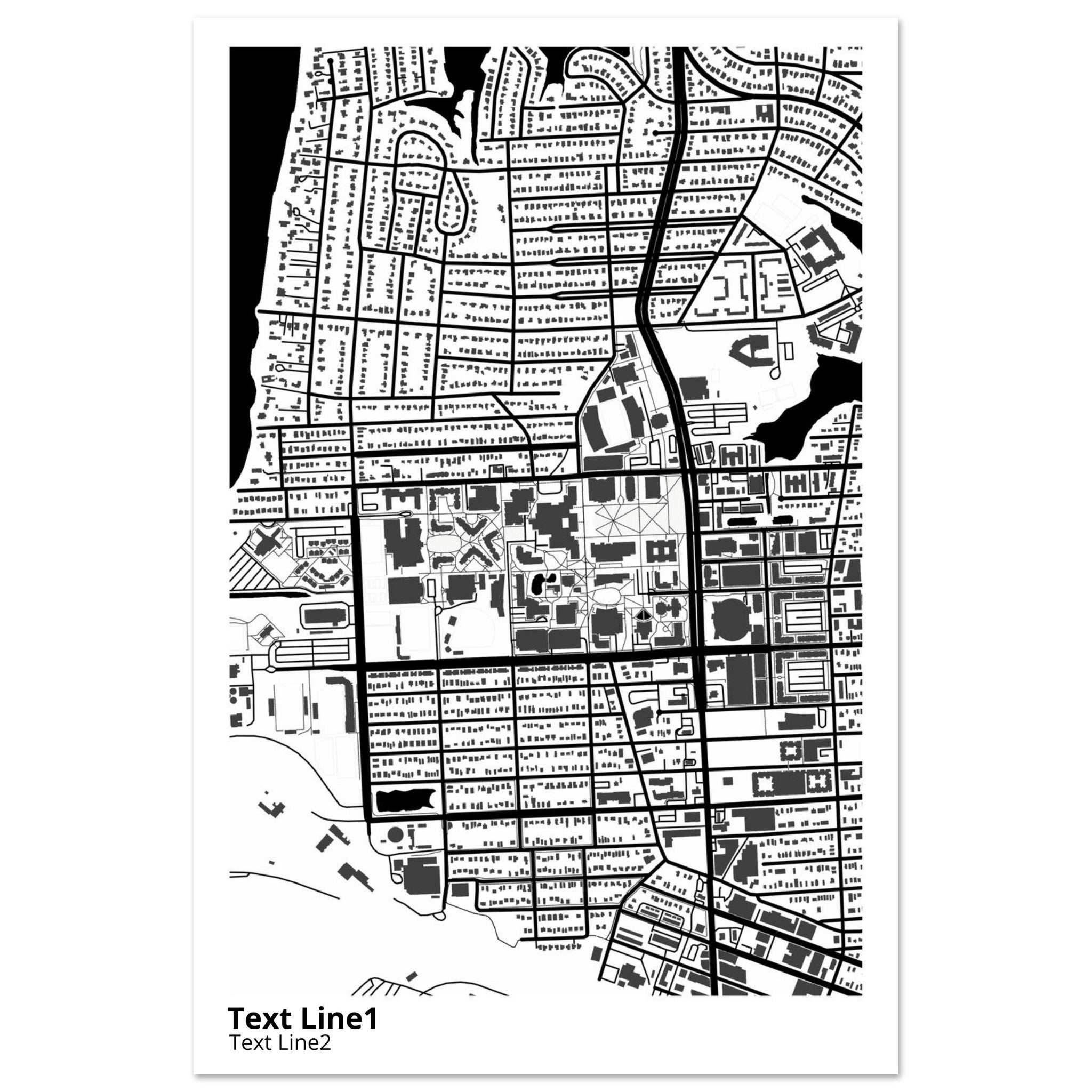 old dominion university virginia modern campus map print