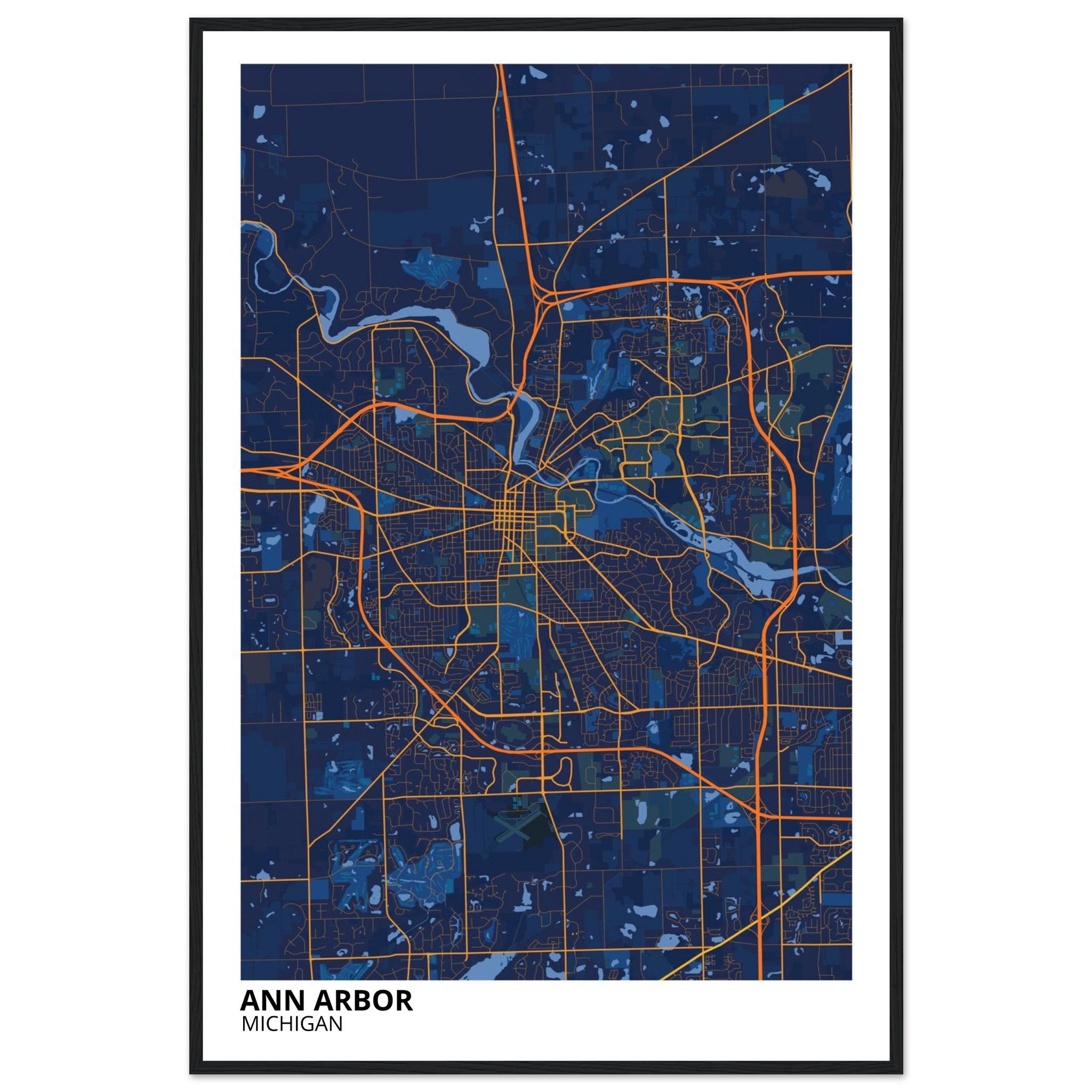 Ann Arbor Michigan City Map Poster | Custom Map Art Print - Ink And Atlas