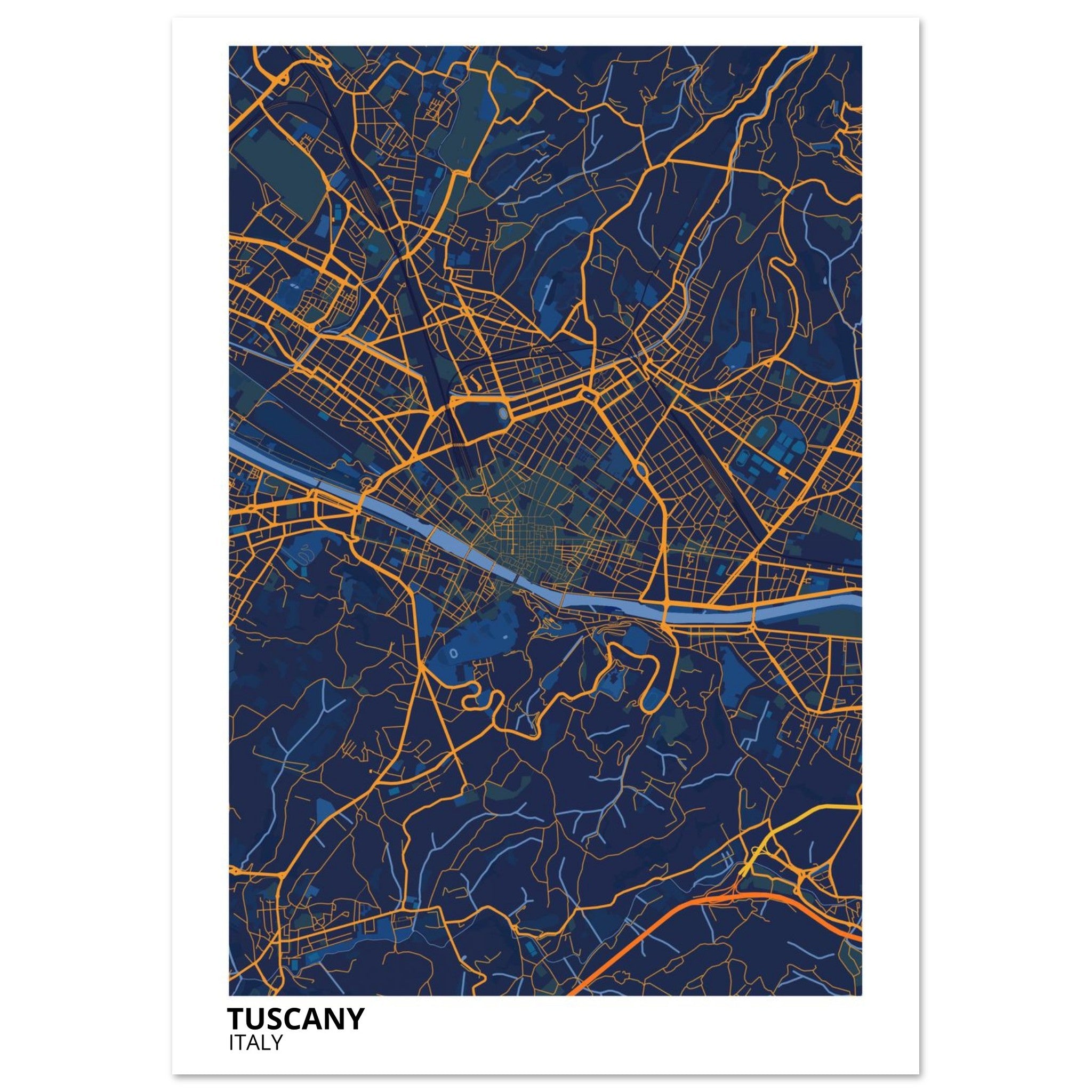 Tuscany Italy City Map Poster | Custom Map Art Print - Ink And Atlas