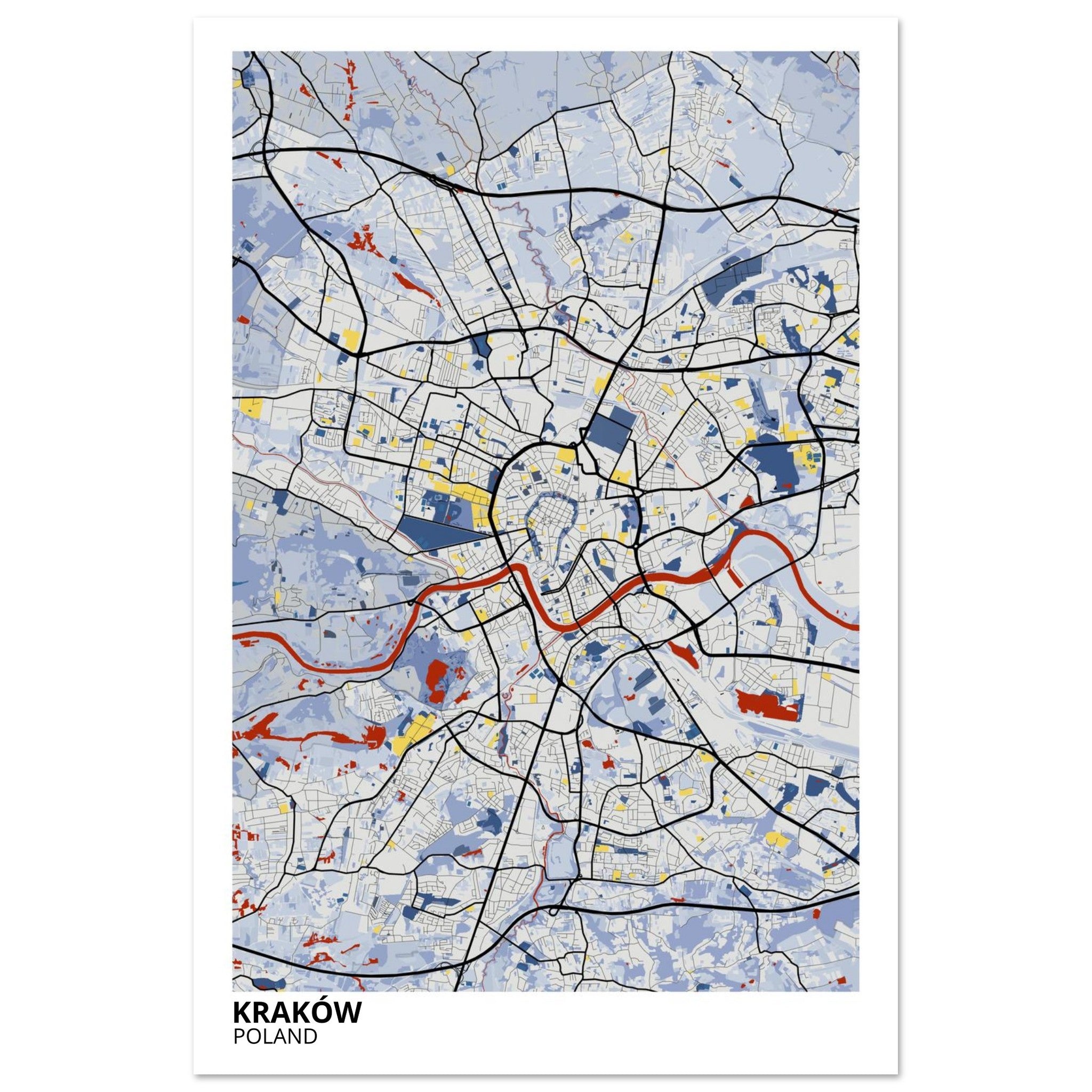 Krakow Poland City Map Poster | Custom Map Art Print - Ink And Atlas