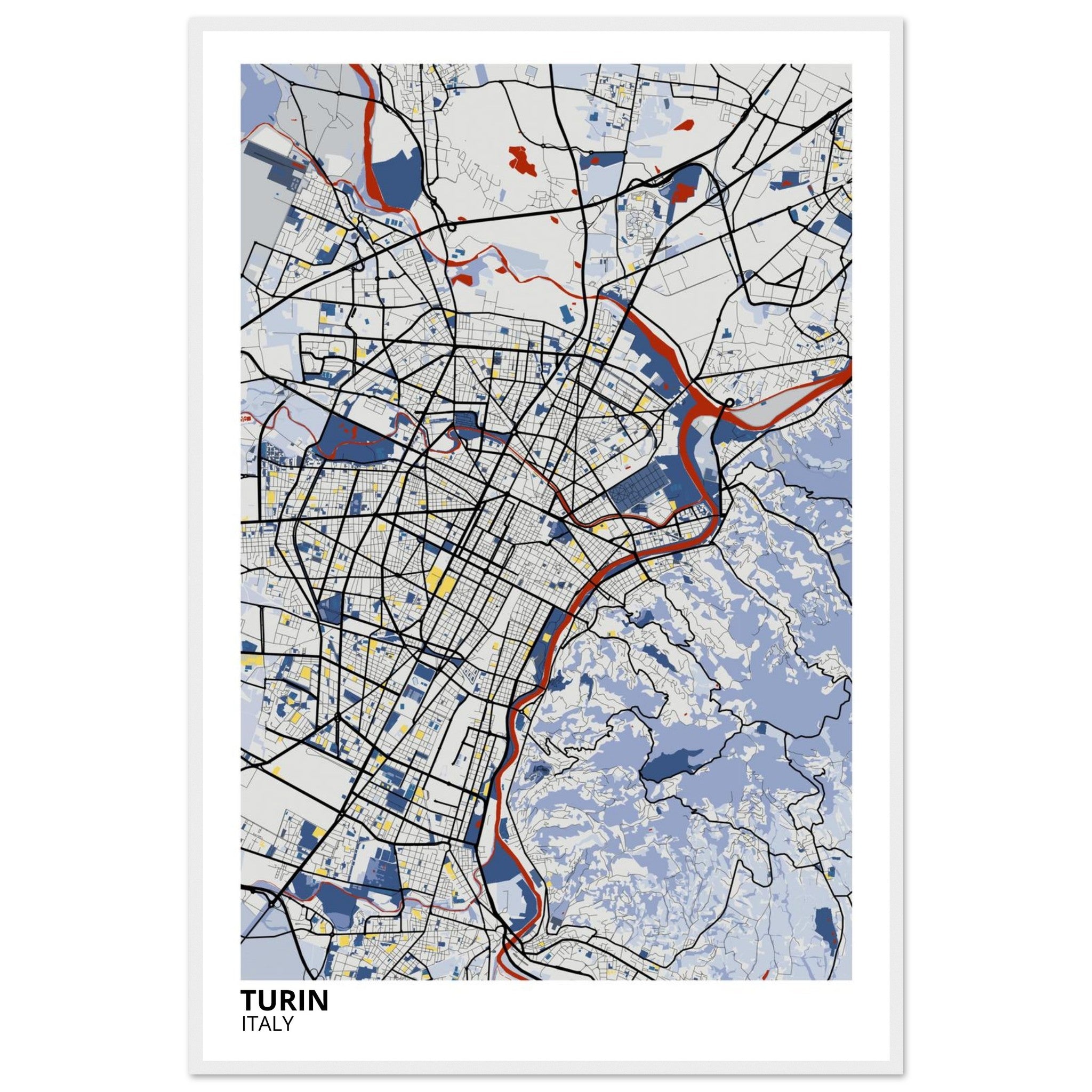 Turin Italy City Map Poster | Custom Map Art Print - Ink And Atlas