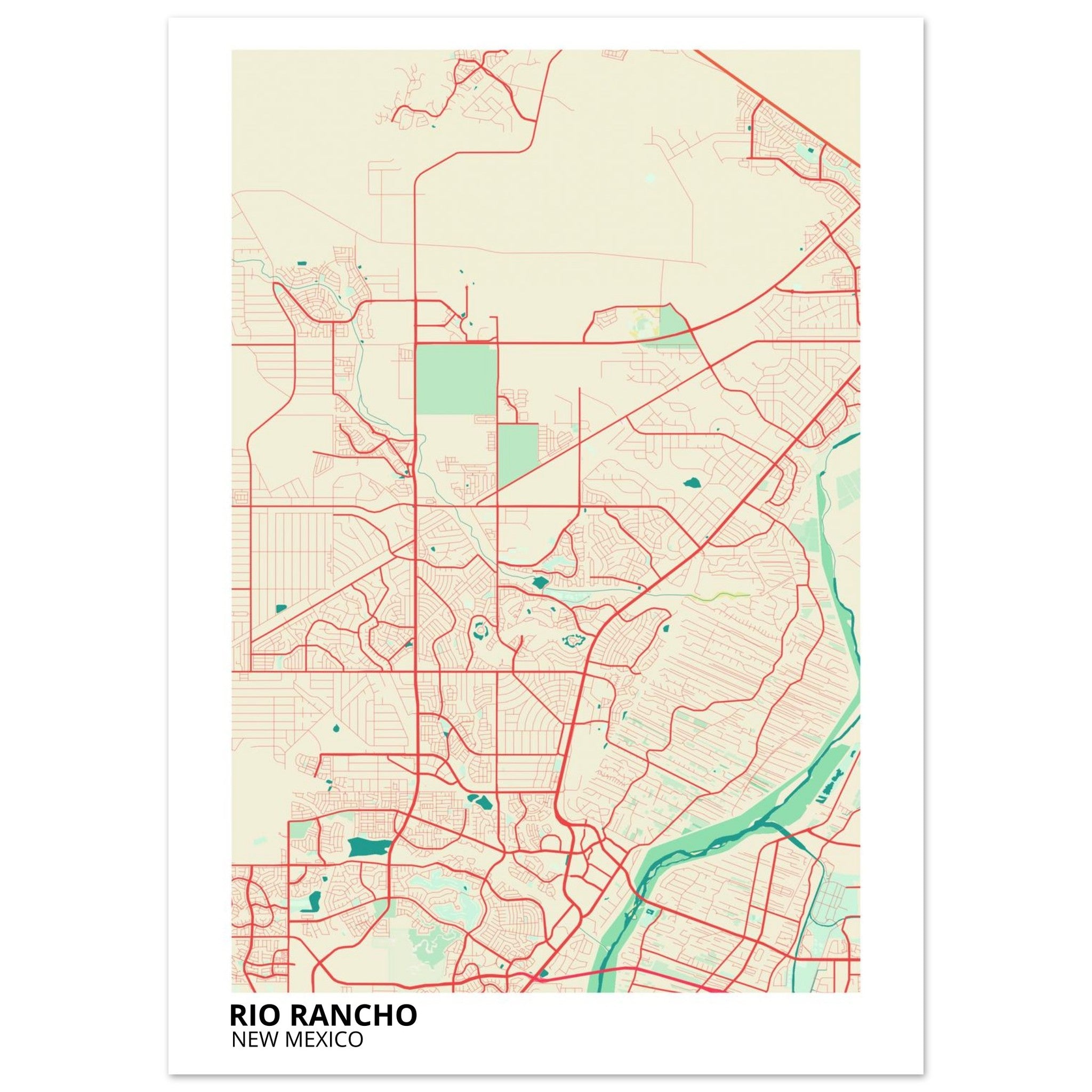Rio Rancho New Mexico City Map Poster | Custom Map Art Print - Ink And Atlas