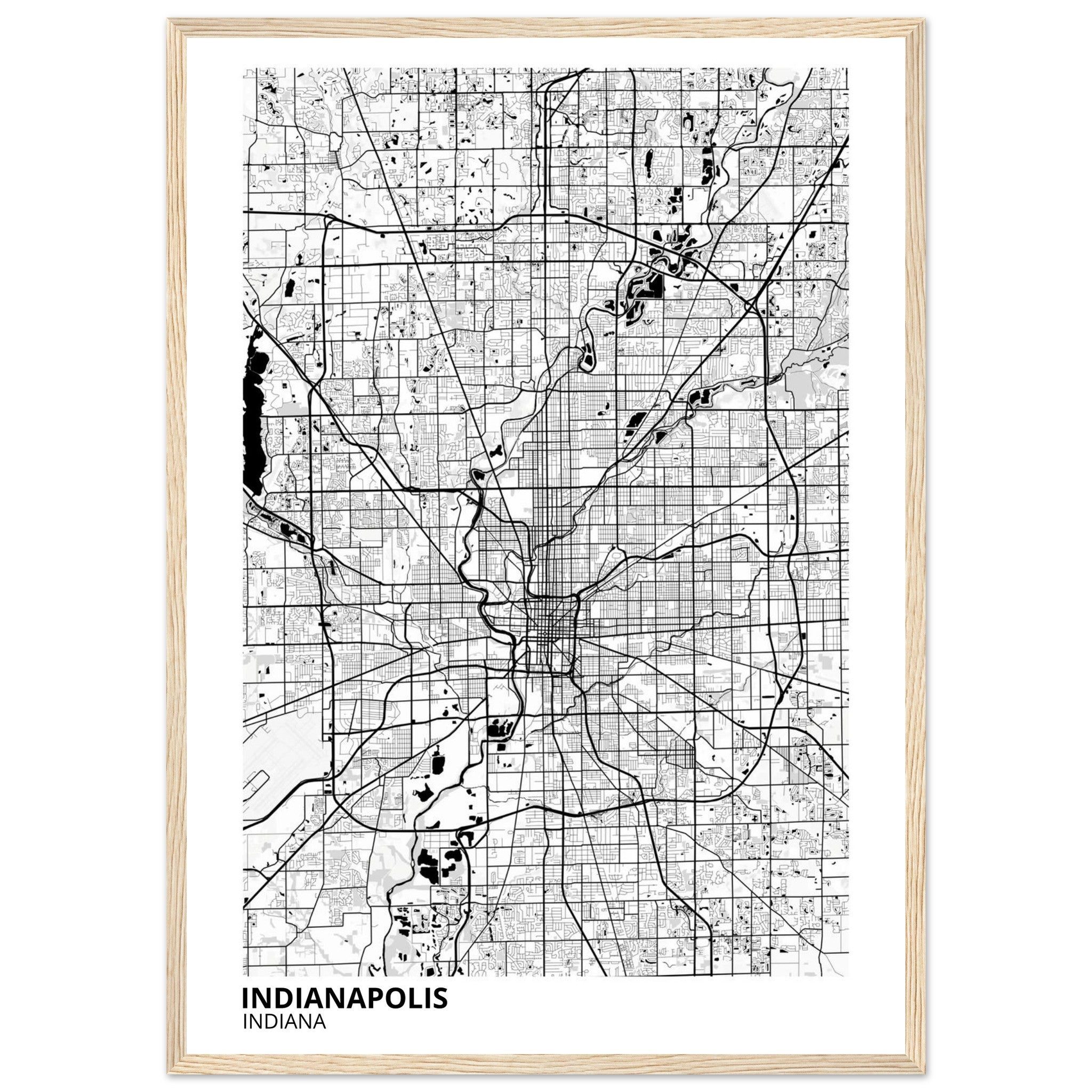 indianapolis map poster print