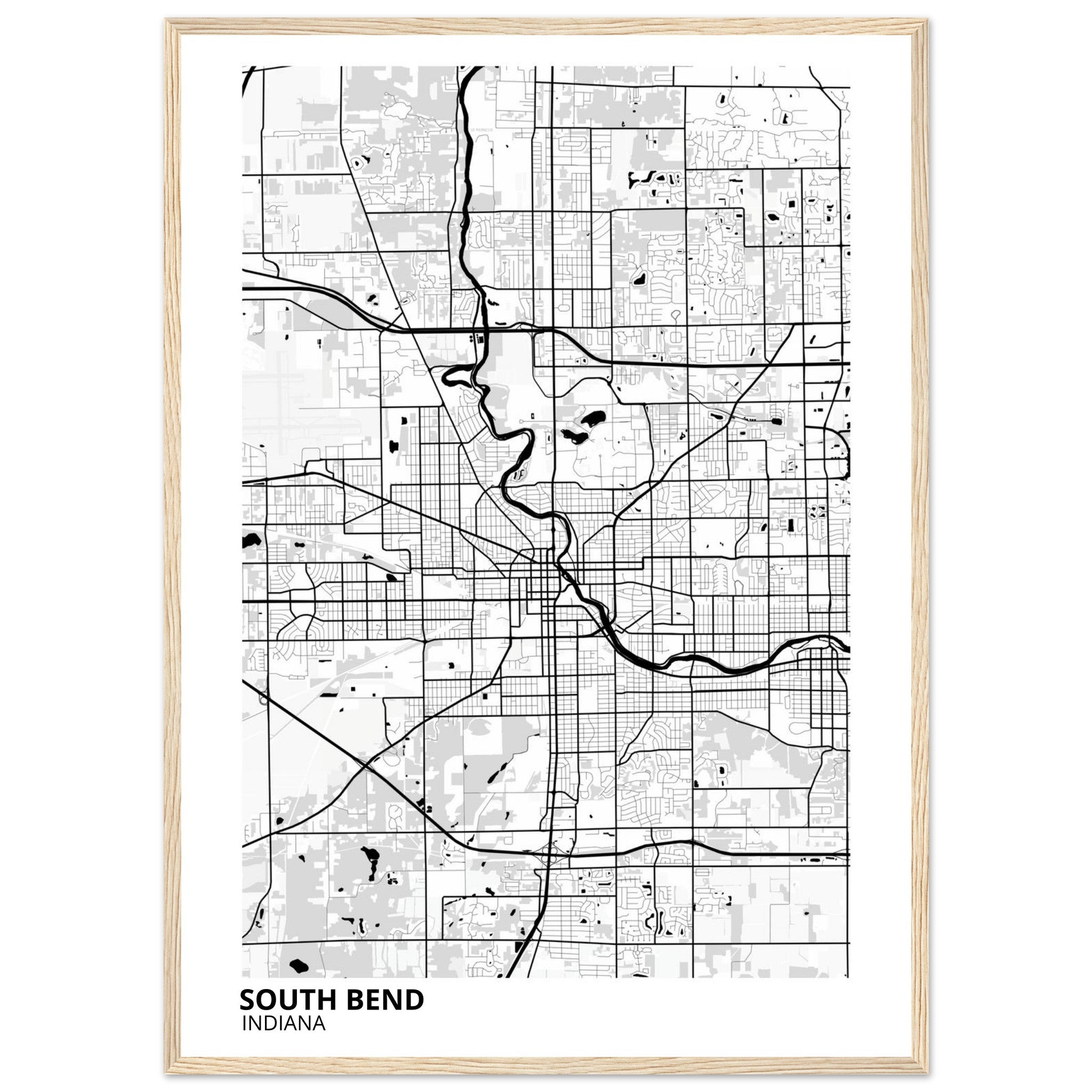 South Bend Indiana City Map Poster | Custom Map Art Print - Ink And Atlas