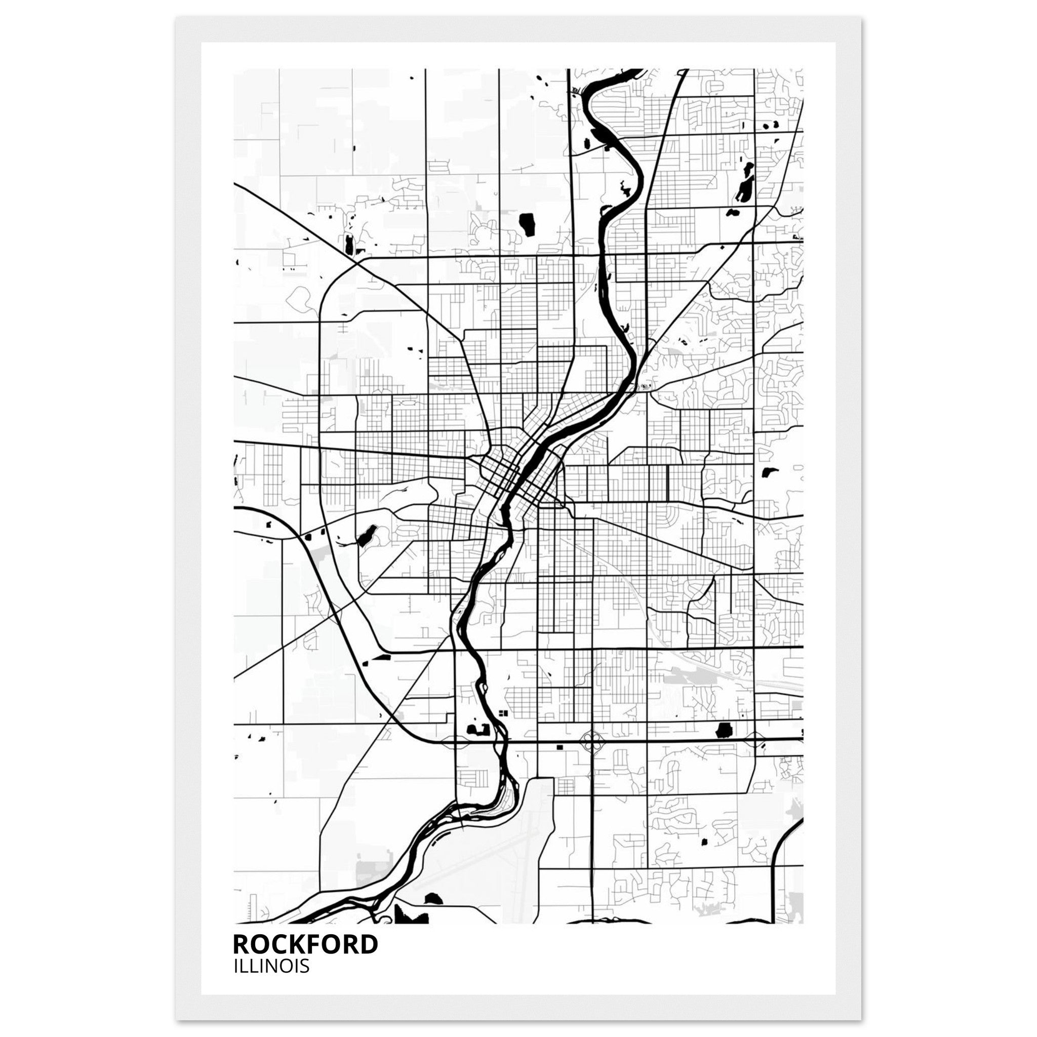 Rockford Illinois City Map Poster | Custom Map Art Print - Ink And Atlas