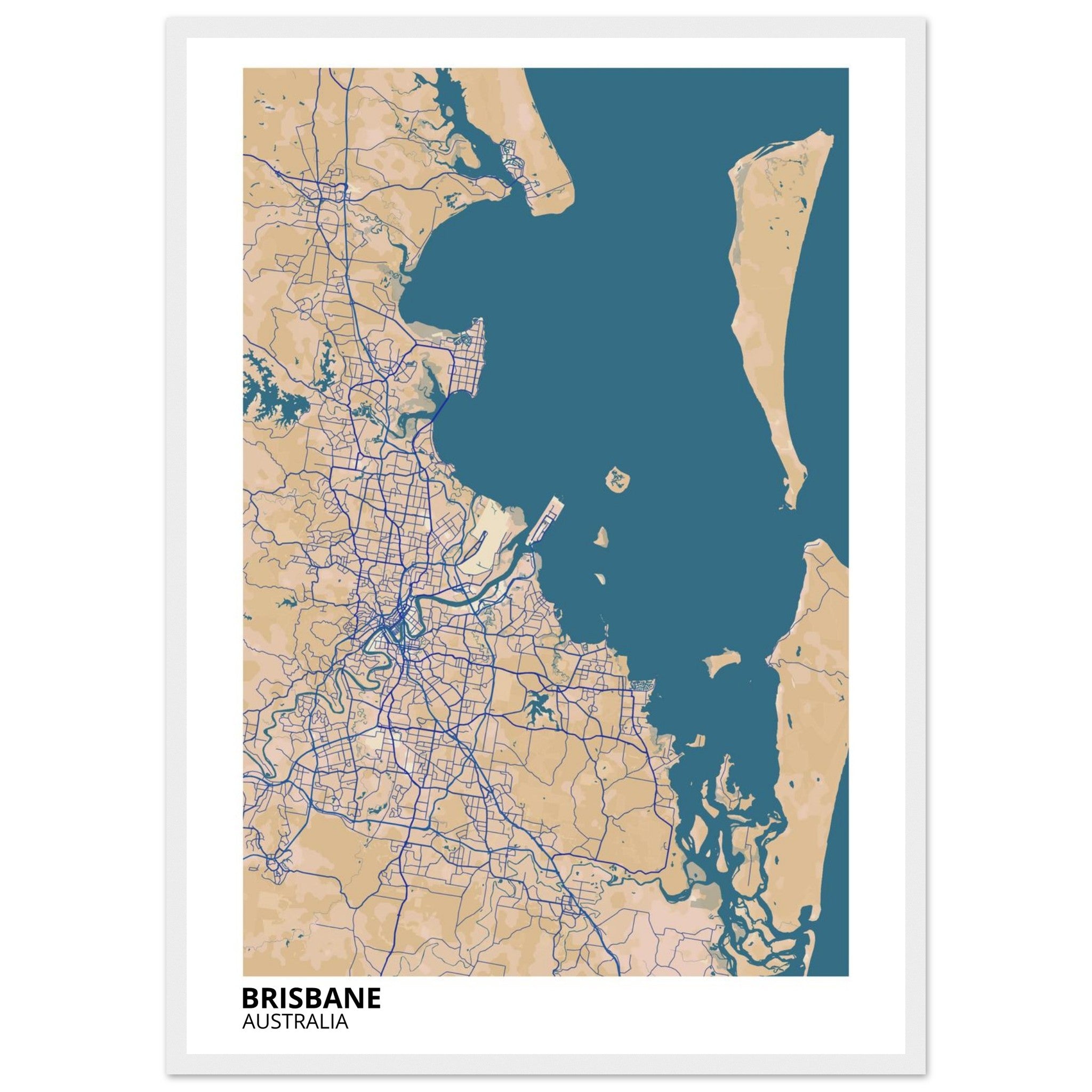 Brisbane Australia City Map Poster | Custom Map Art Print - Ink And Atlas
