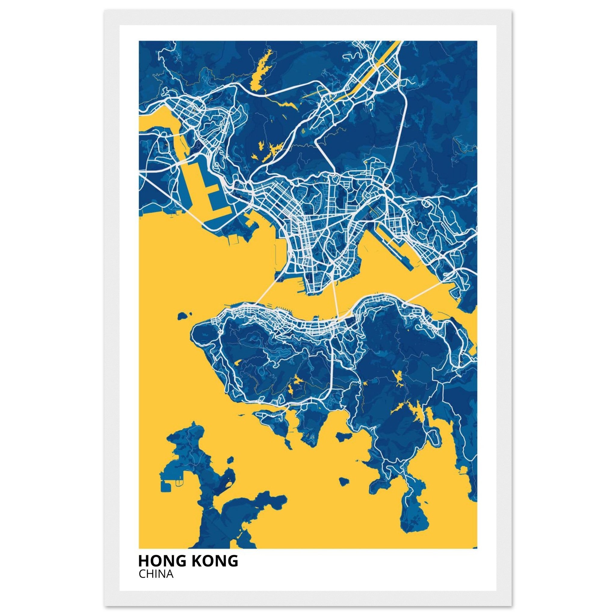 Hong Kong China City Map Poster | Custom Map Art Print - Ink And Atlas