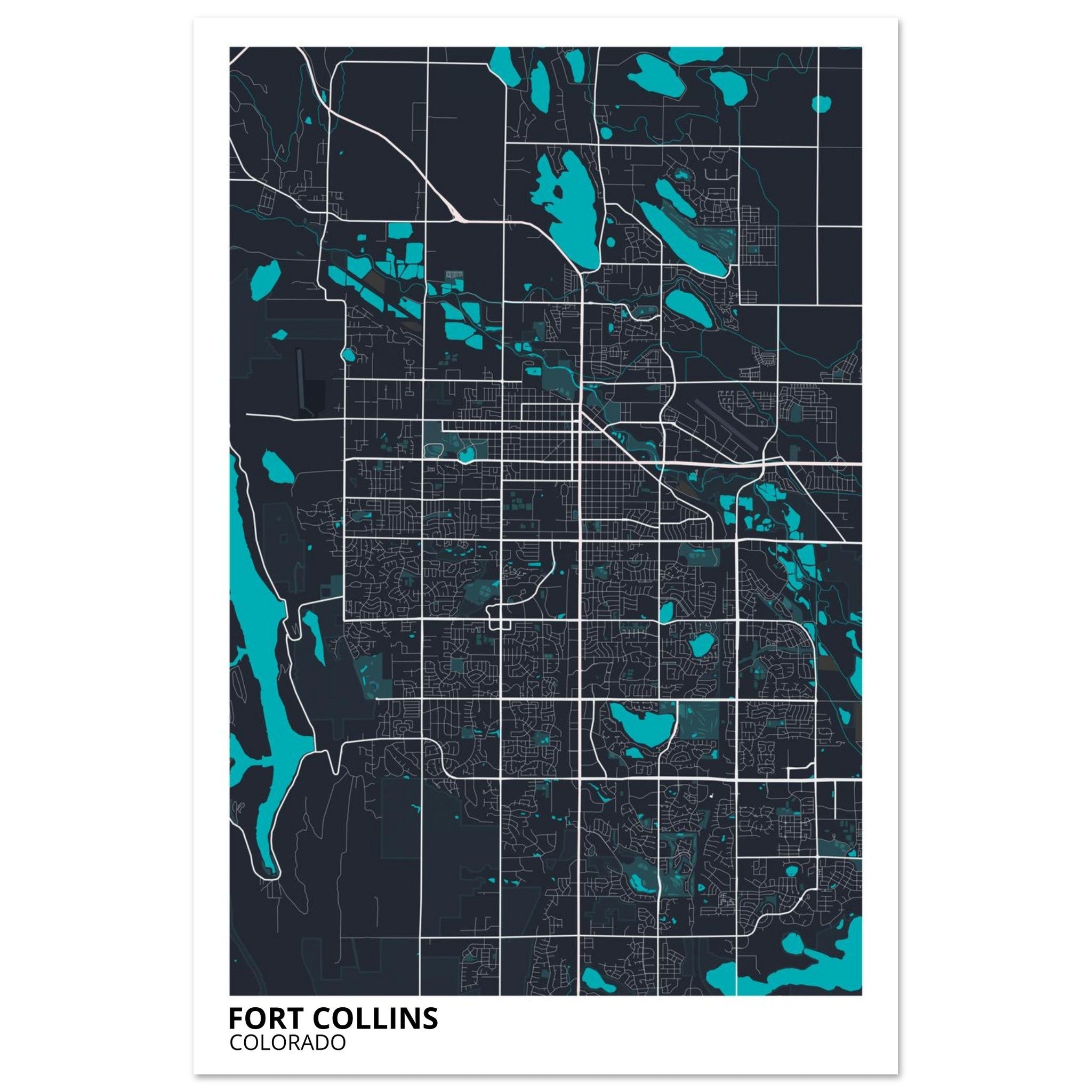 Fort Collins Colorado City Map Poster | Custom Map Art Print - Ink And Atlas