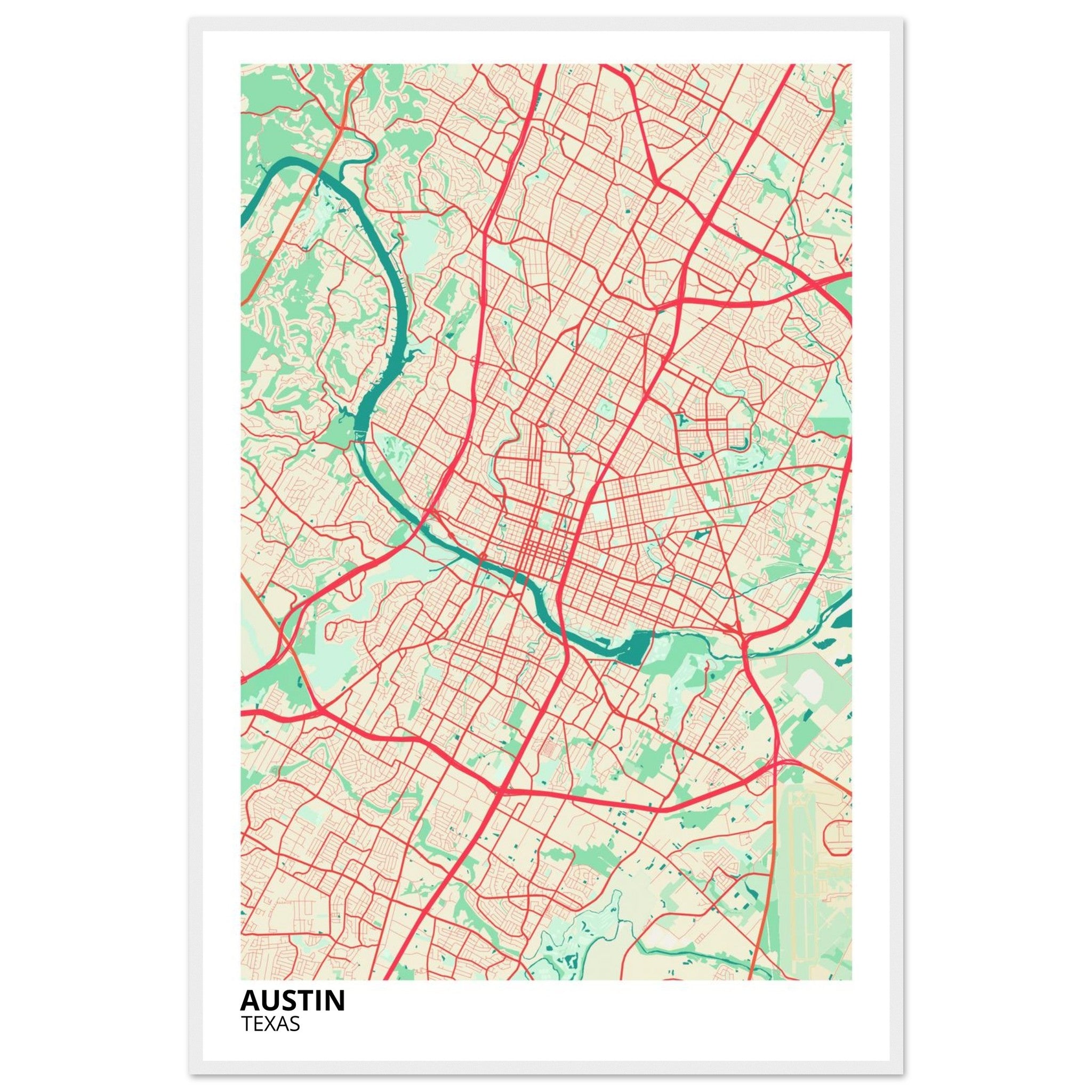 austin map poster print