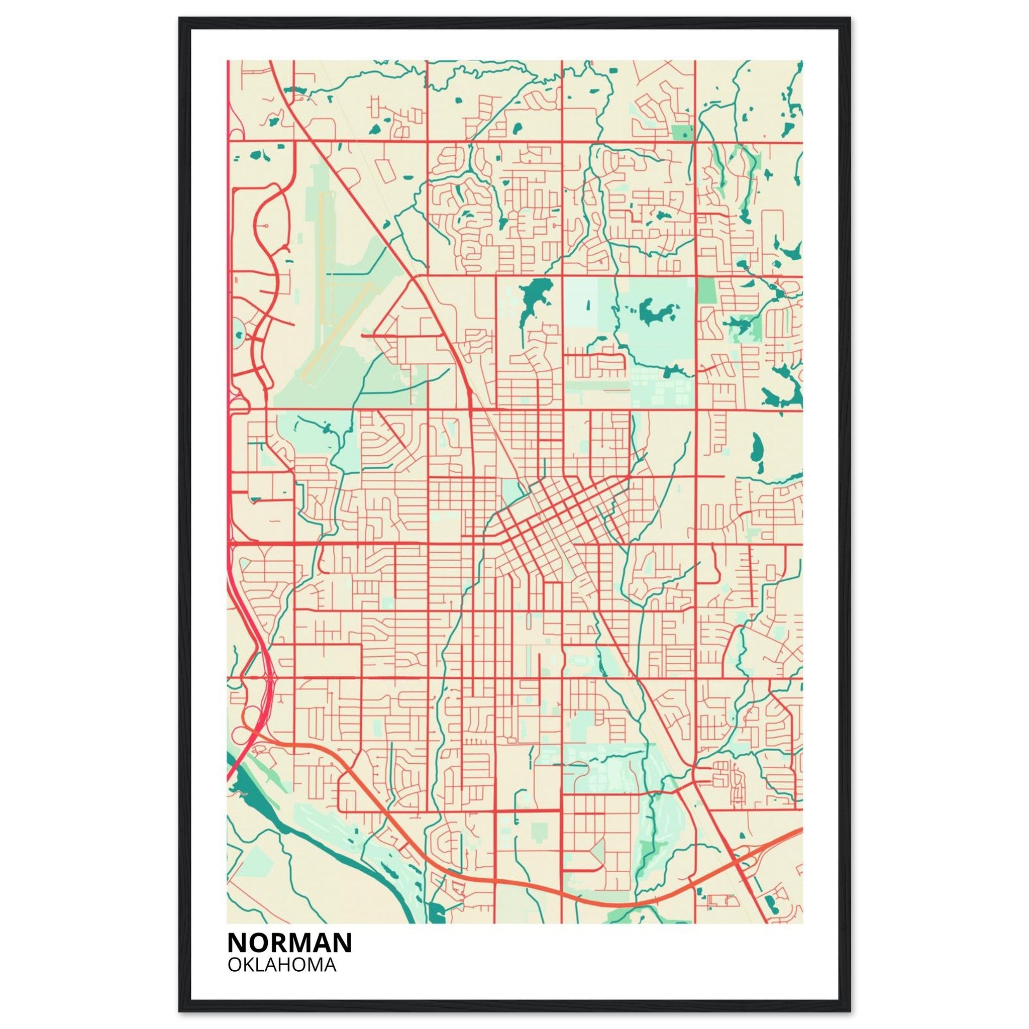 Norman Oklahoma City Map Poster | Custom Map Art Print - Ink And Atlas