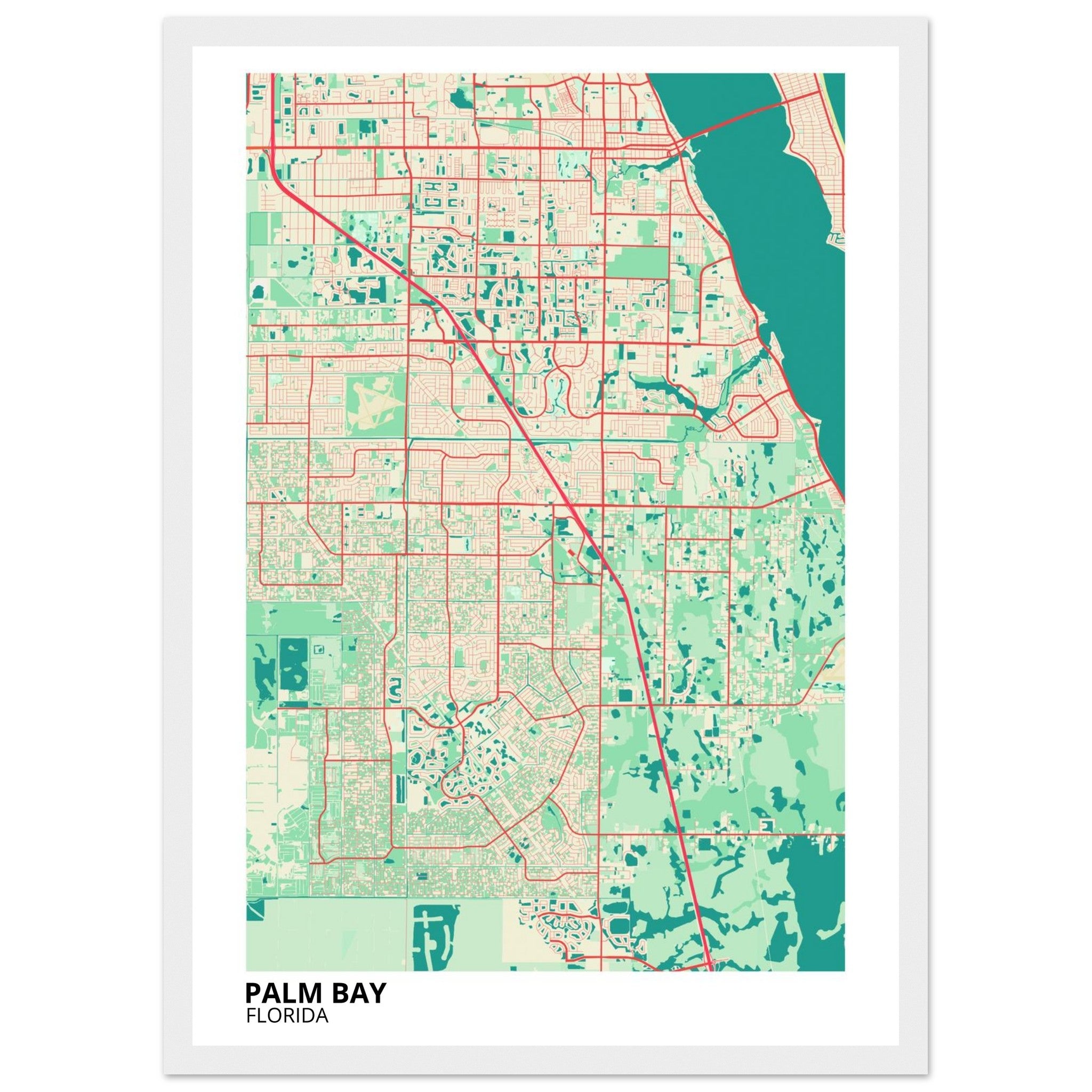 palm bay map poster print