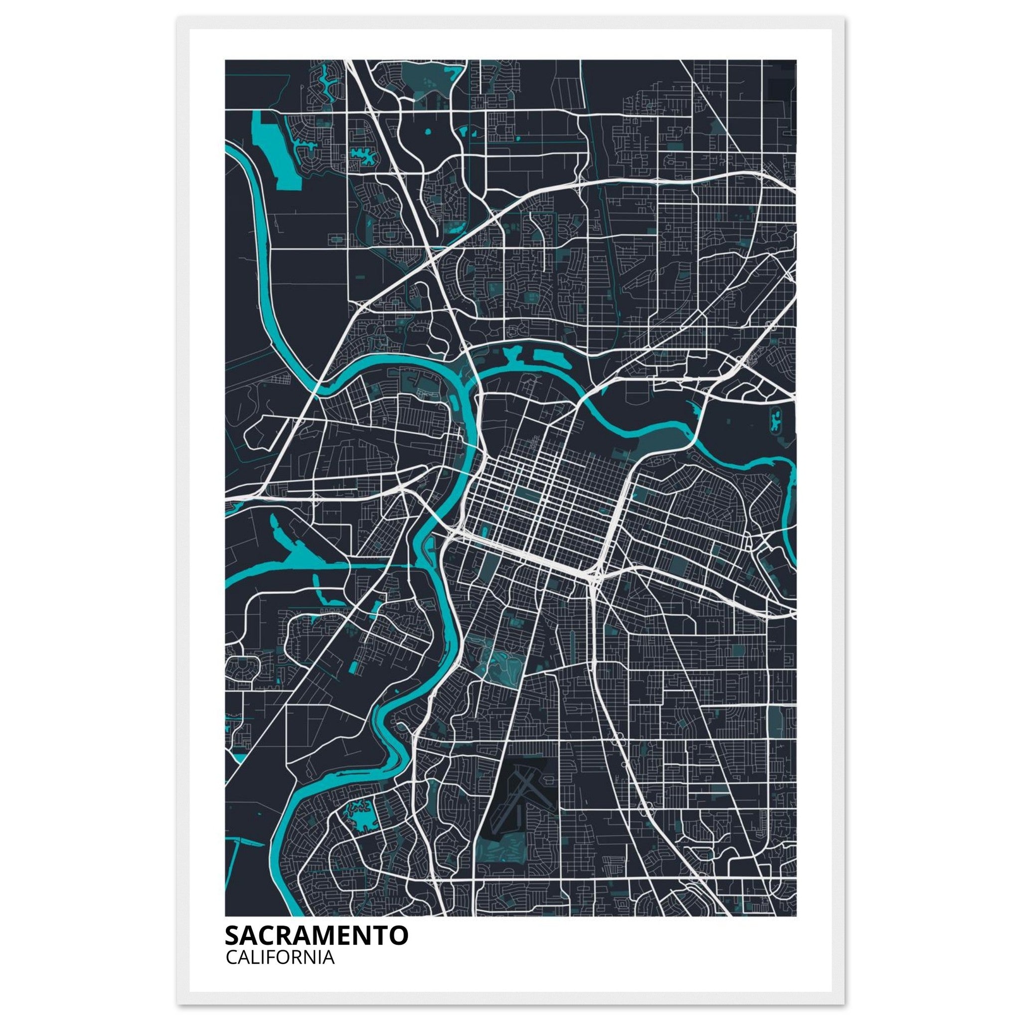 sacramento map poster print