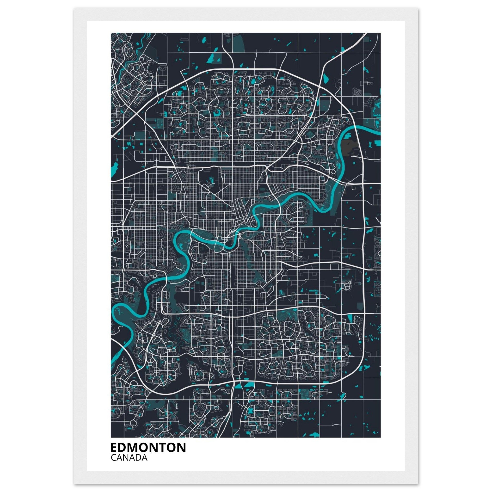 Edmonton Canada City Map Poster | Custom Map Art Print - Ink And Atlas