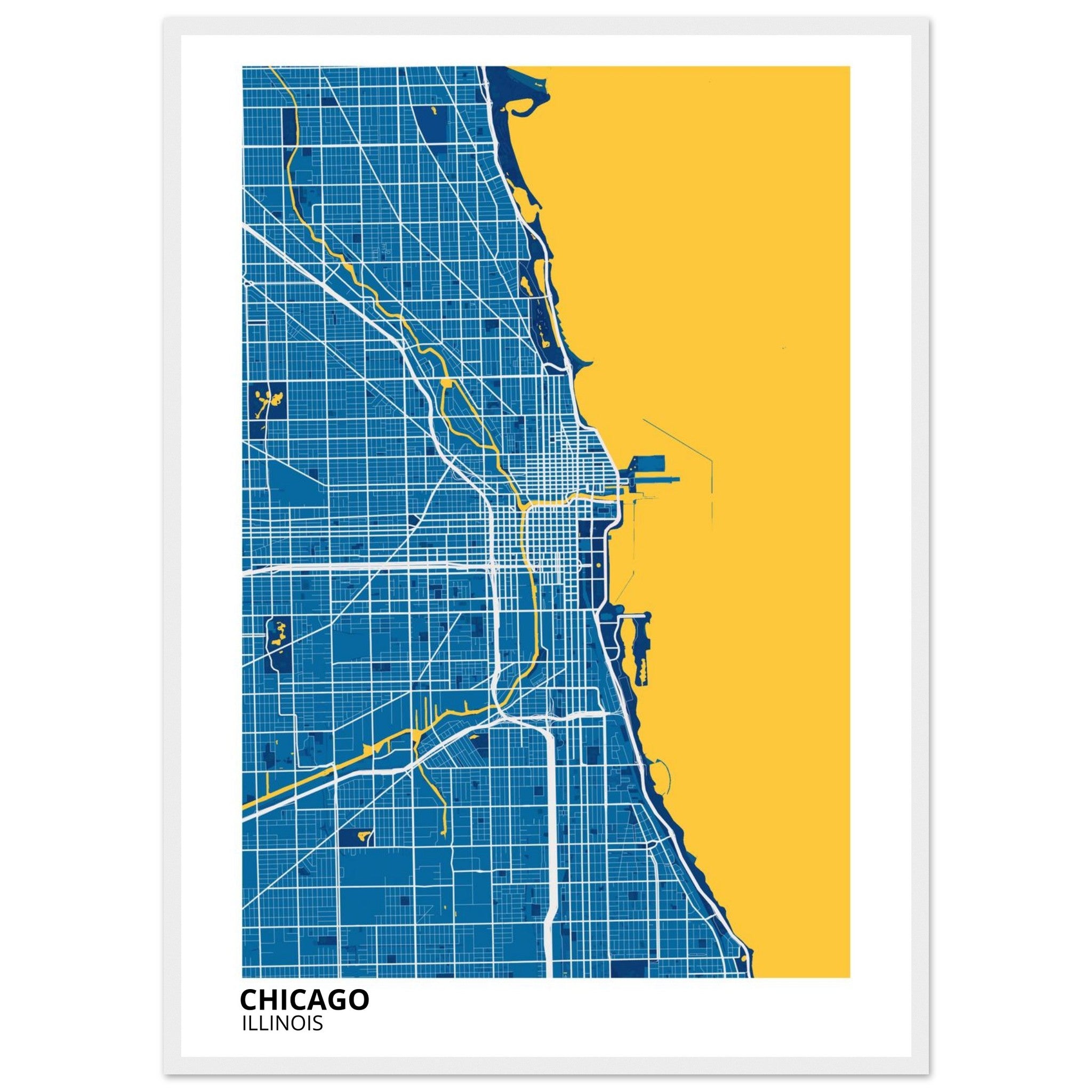 chicago map poster print