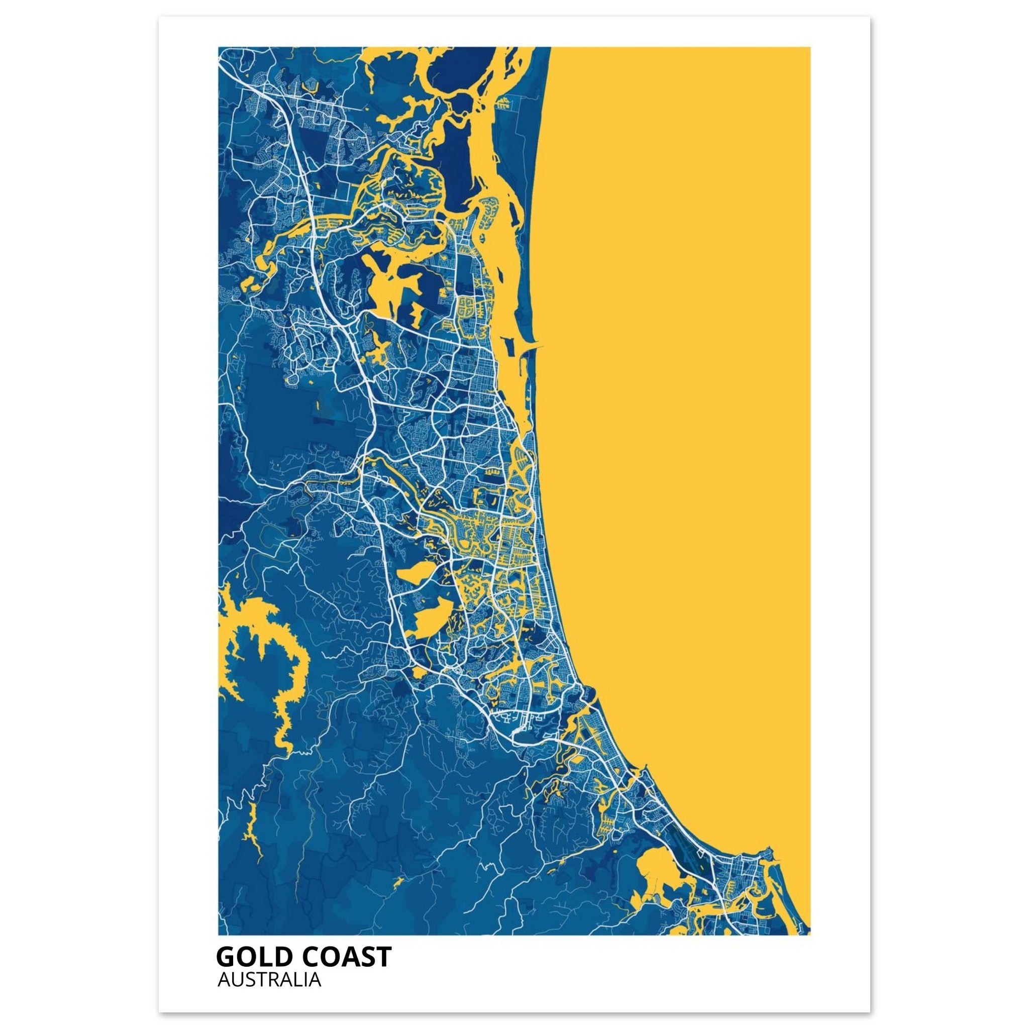 Gold Coast Australia City Map Poster | Custom Map Art Print - Ink And Atlas