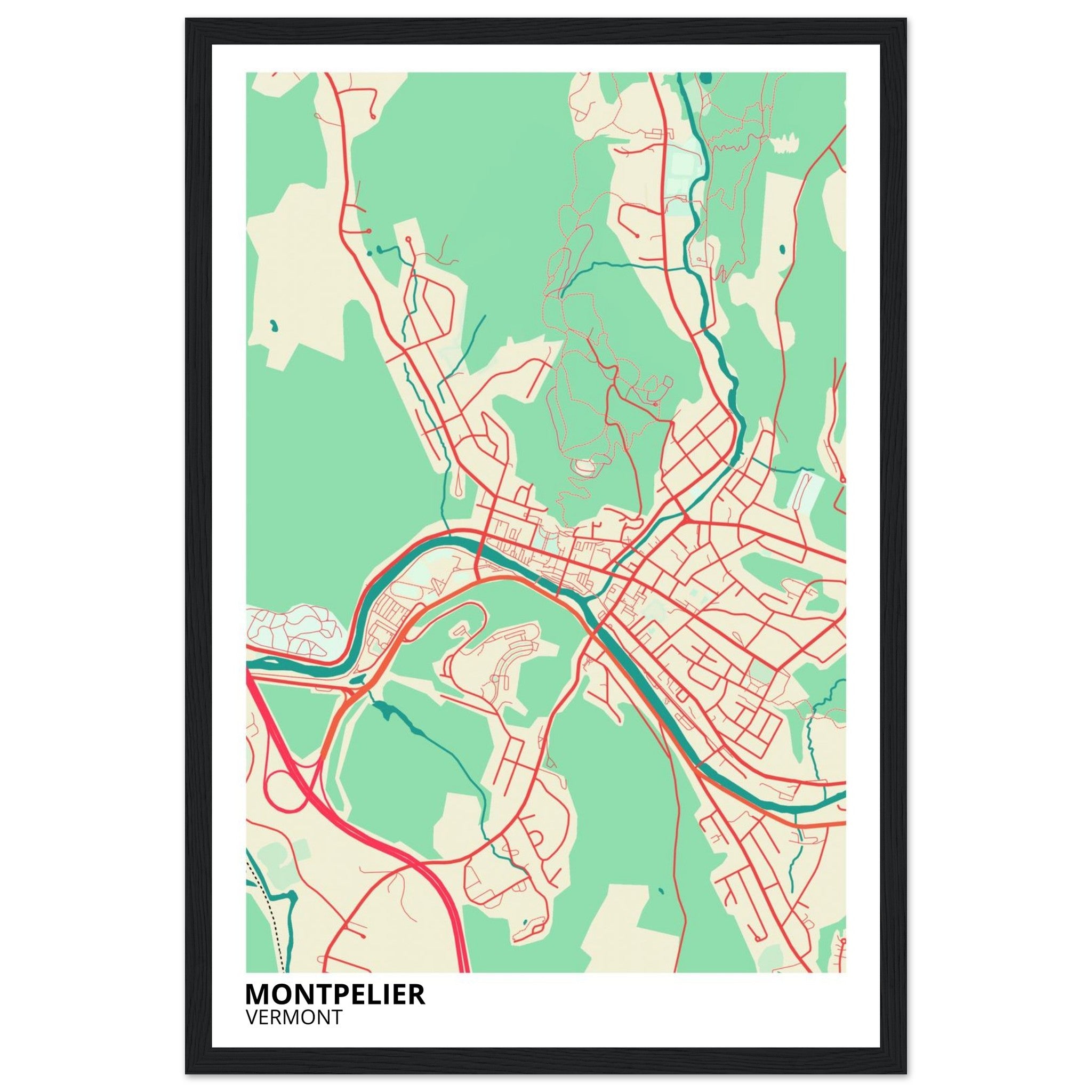 montpelier map poster print