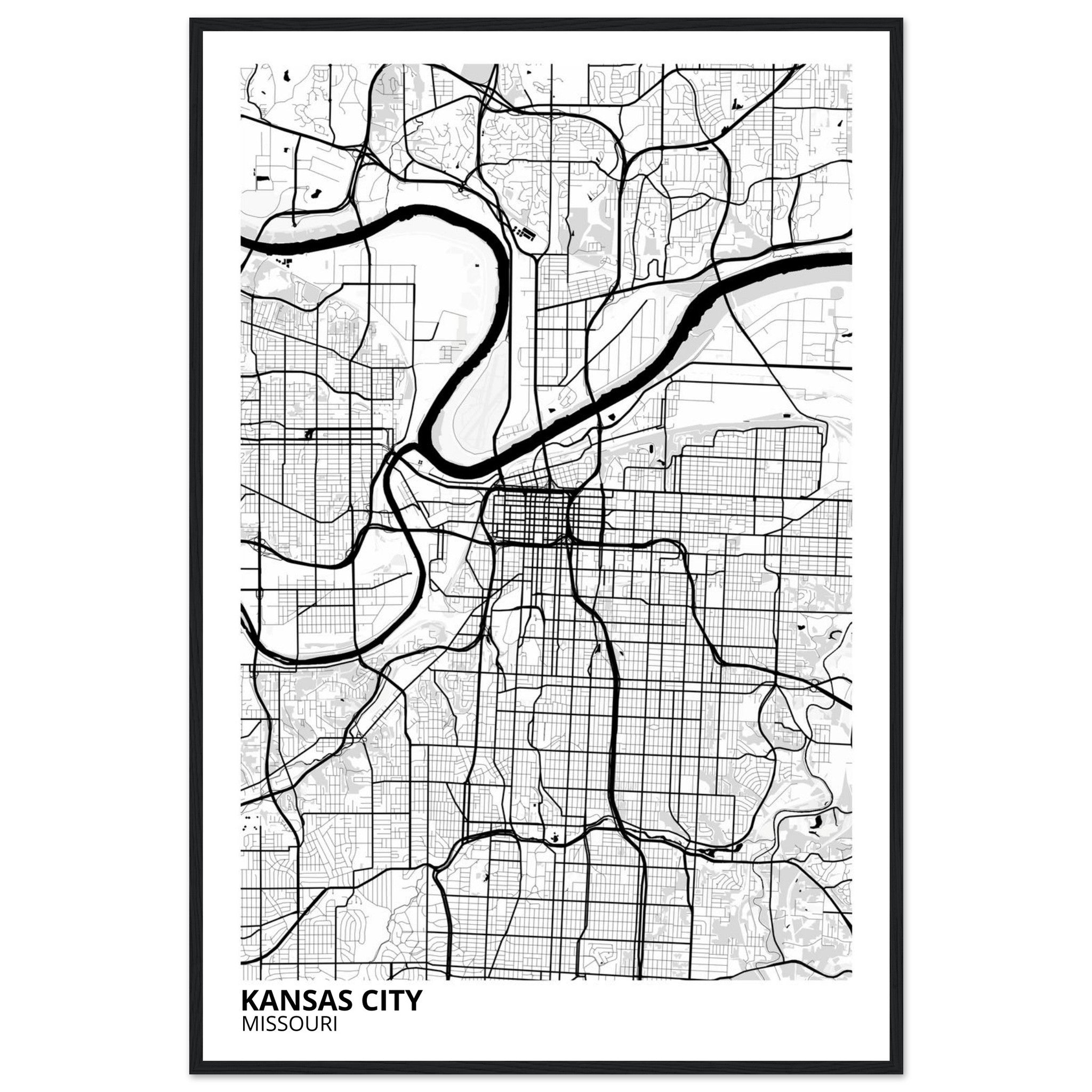 kansas city map poster print