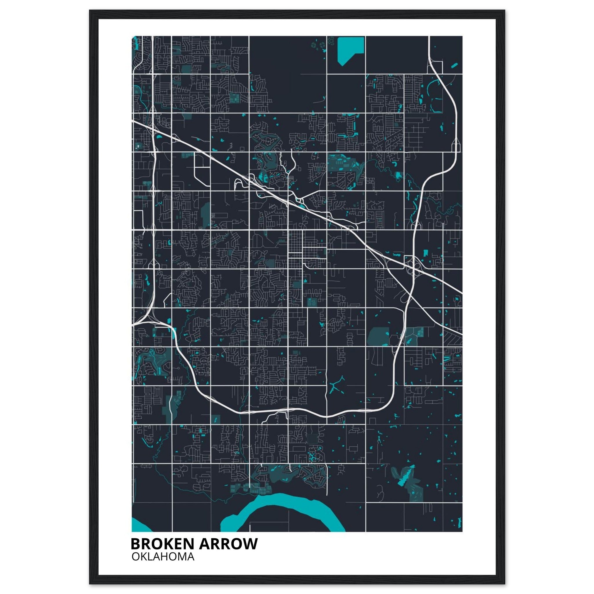 Broken Arrow Oklahoma City Map Poster | Custom Map Art Print - Ink And Atlas