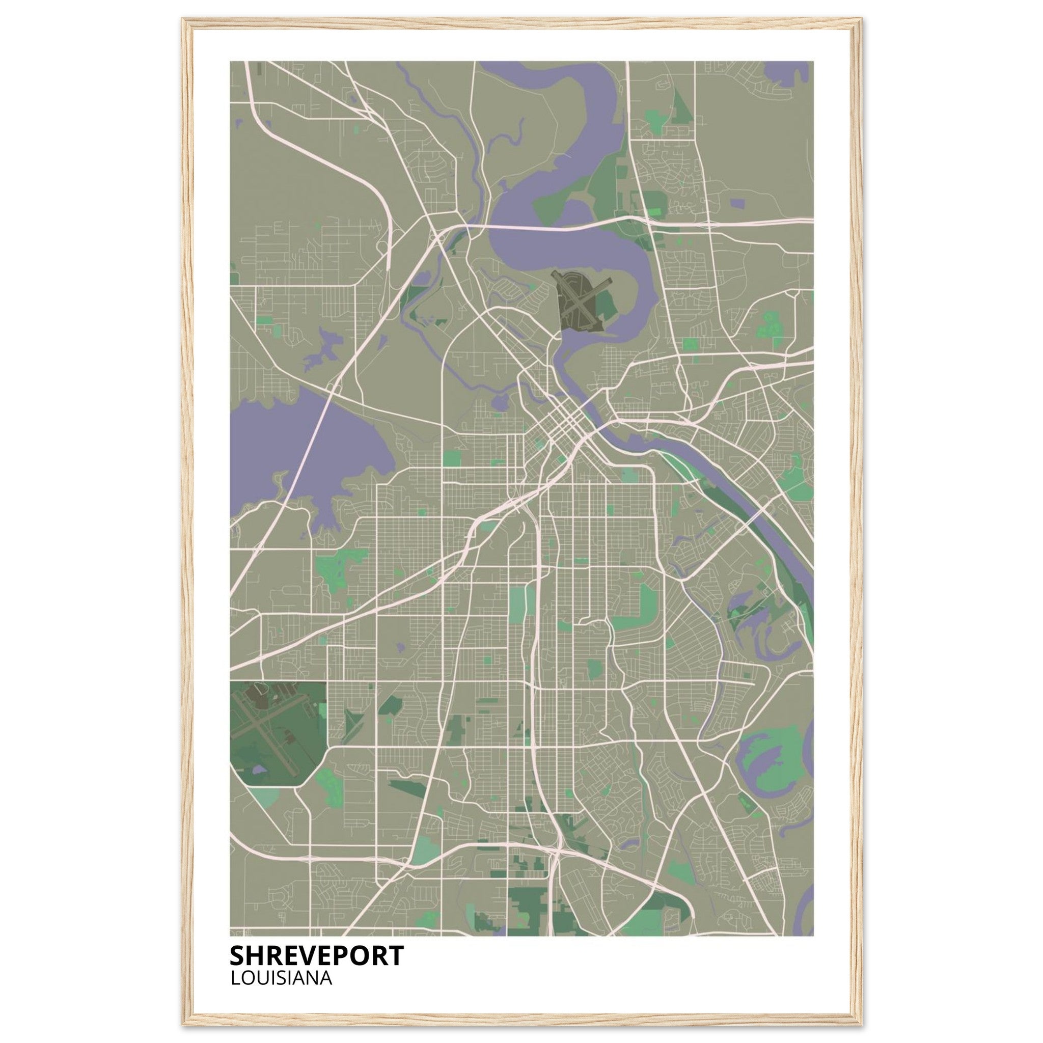 Shreveport Louisiana City Map Poster | Custom Map Art Print - Ink And Atlas