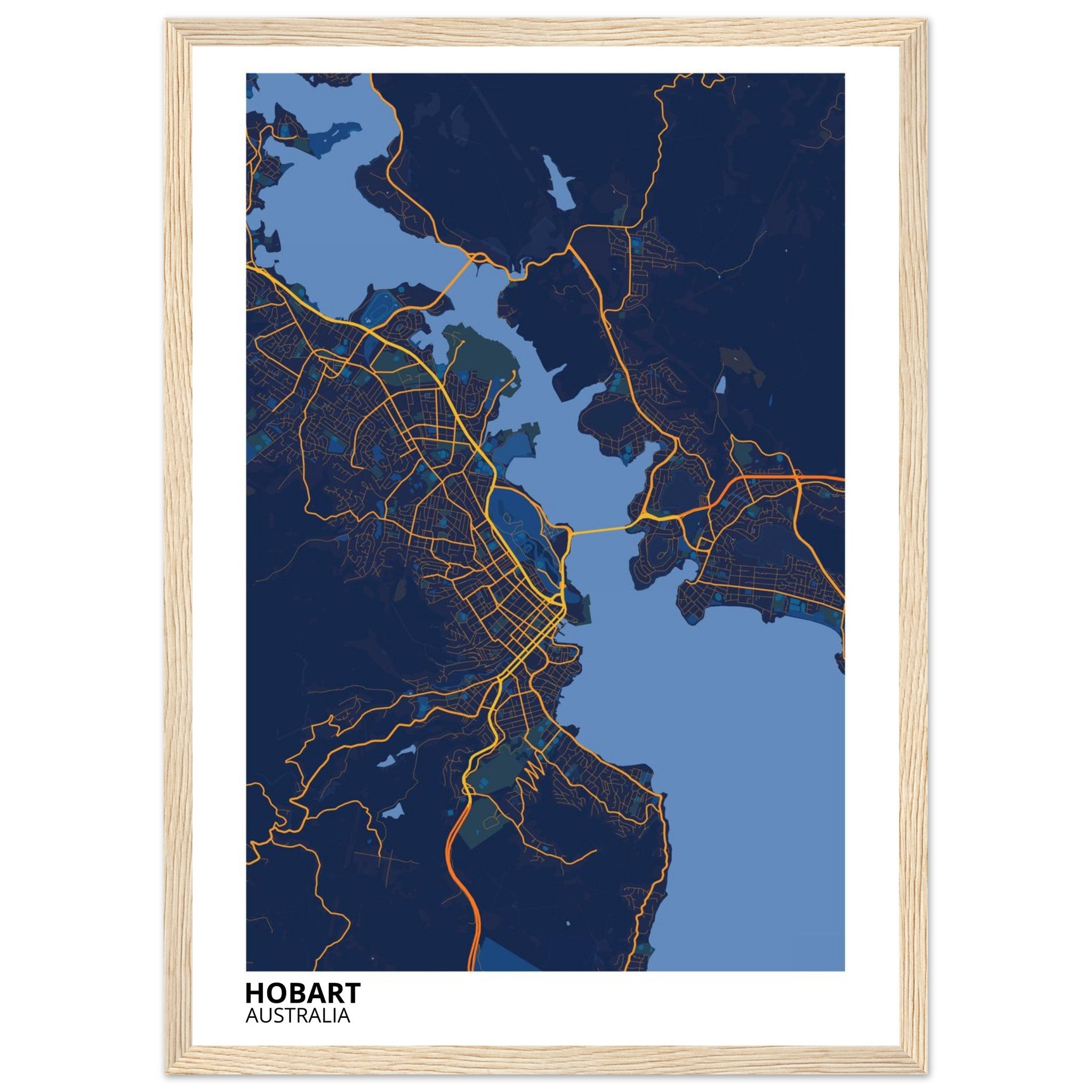Hobart Australia City Map Poster | Custom Map Art Print - Ink And Atlas