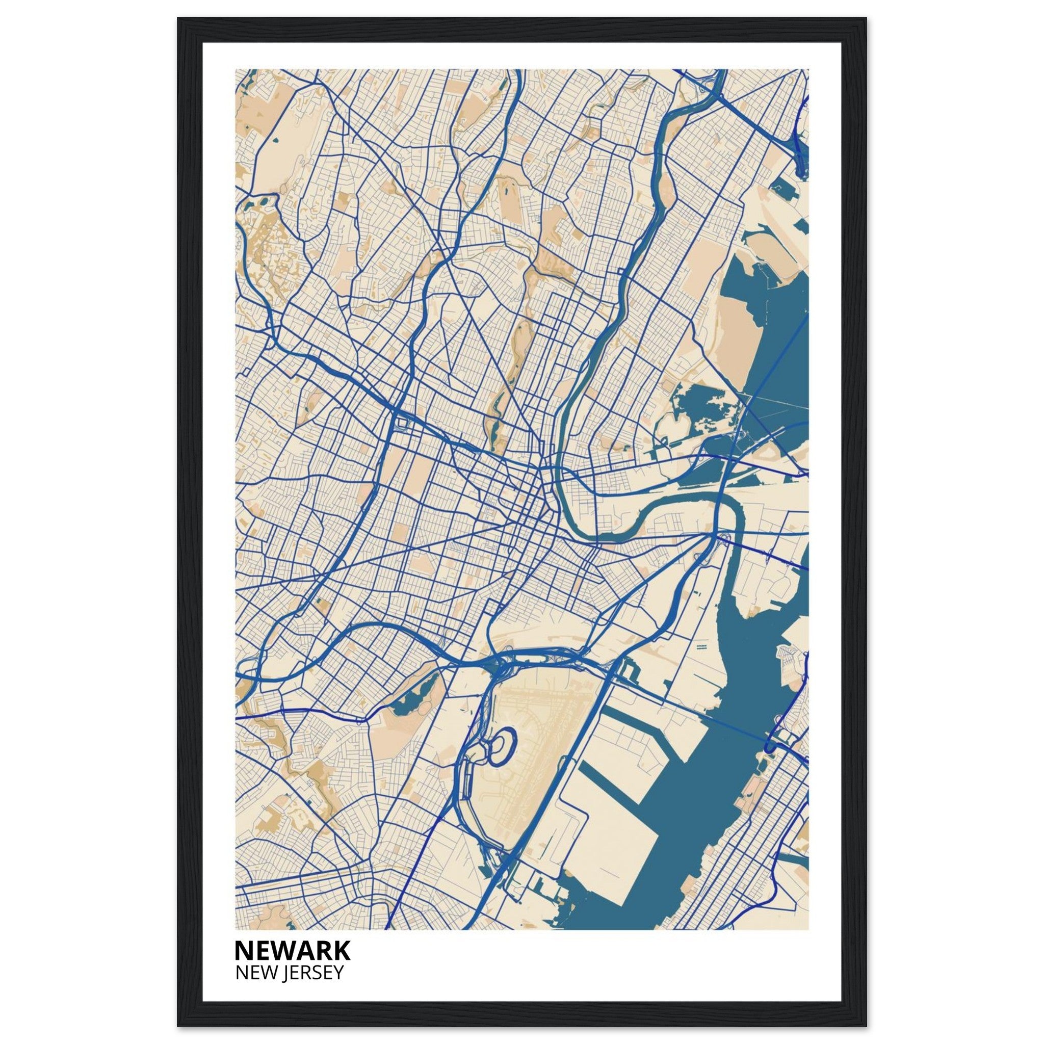 Newark New Jersey City Map Poster | Custom Map Art Print - Ink And Atlas