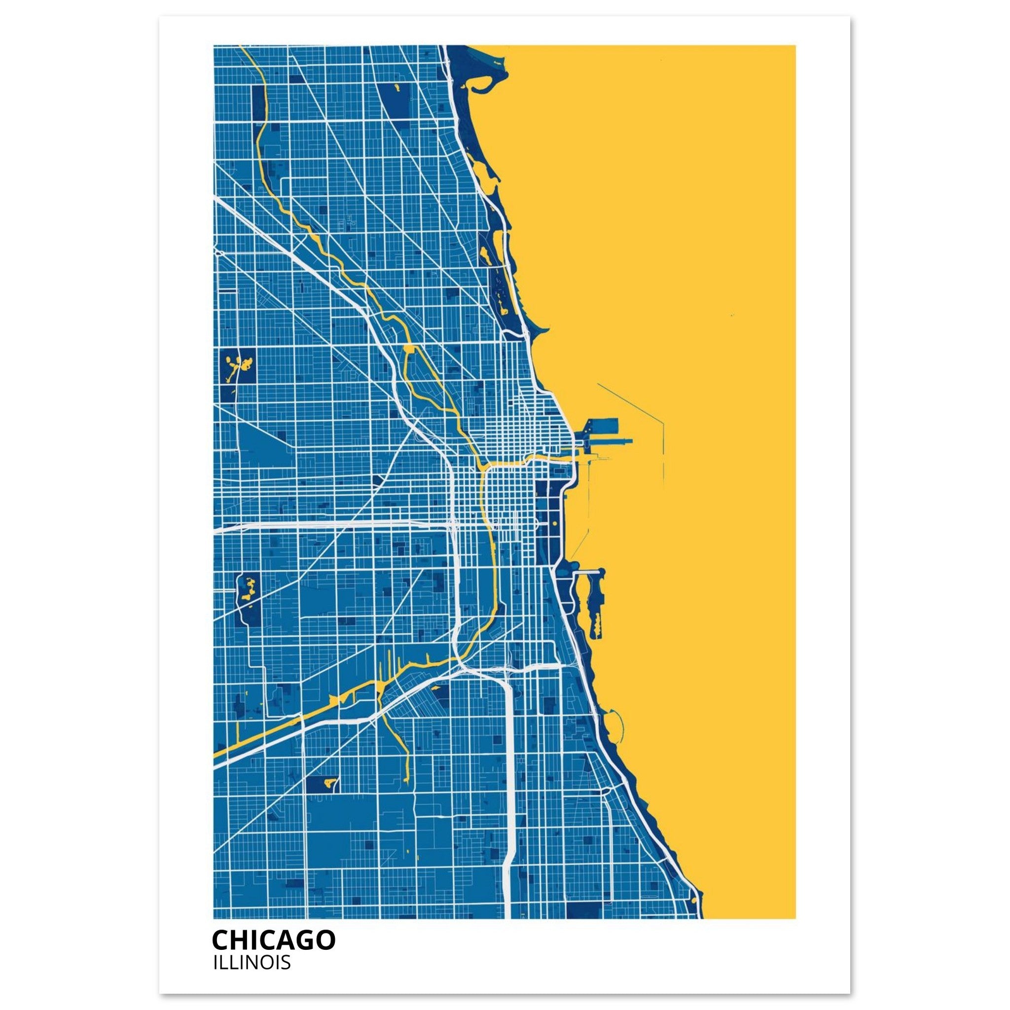 chicago map poster print