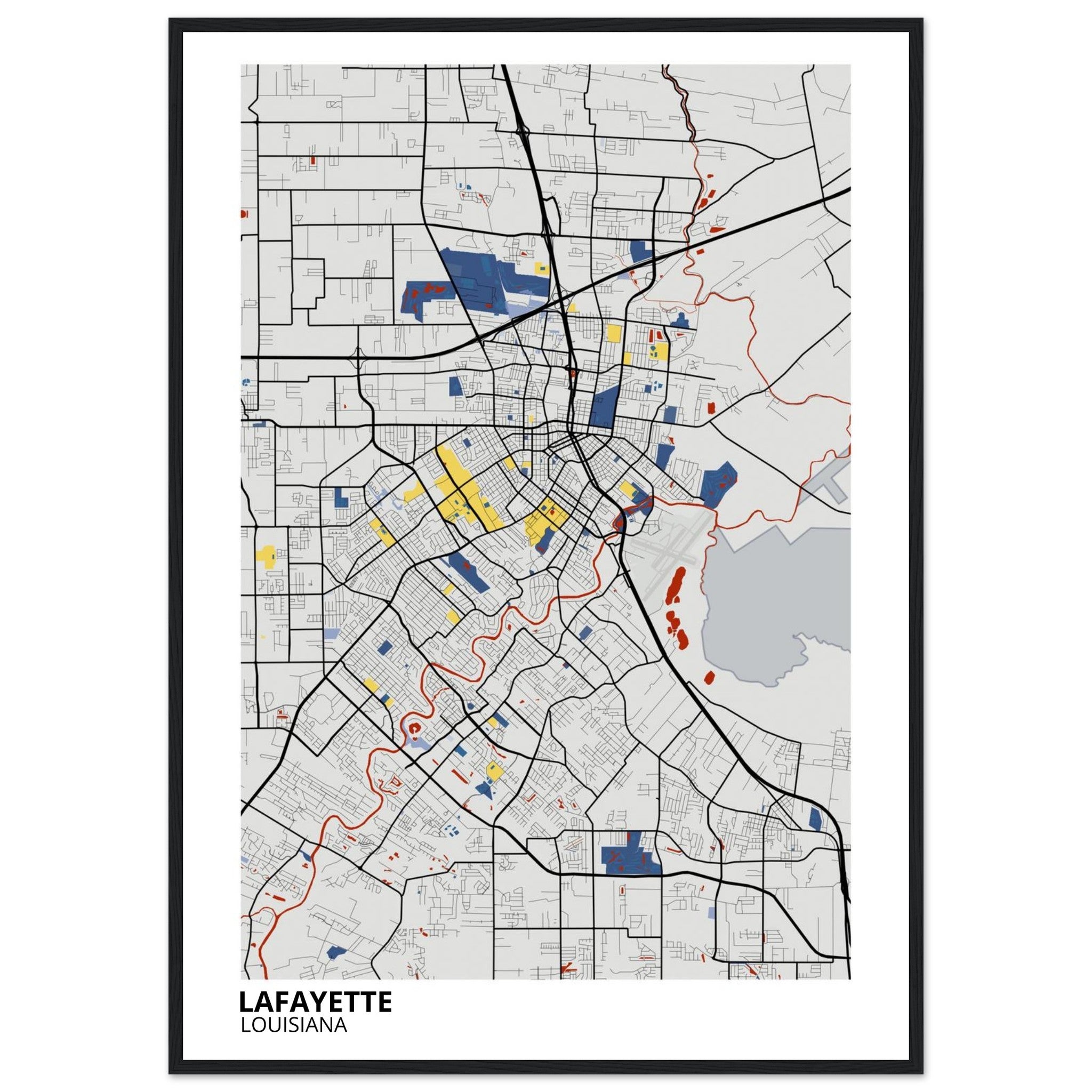 Lafayette Louisiana City Map Poster | Custom Map Art Print - Ink And Atlas