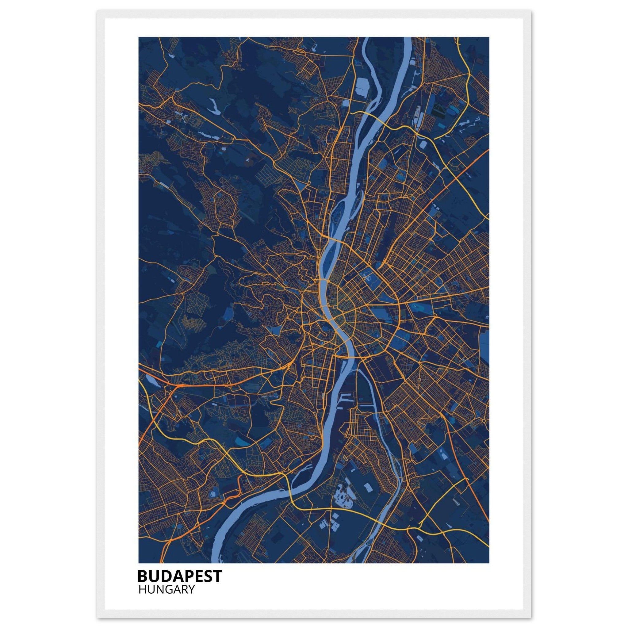 Budapest Hungary City Map Poster | Custom Map Art Print - Ink And Atlas