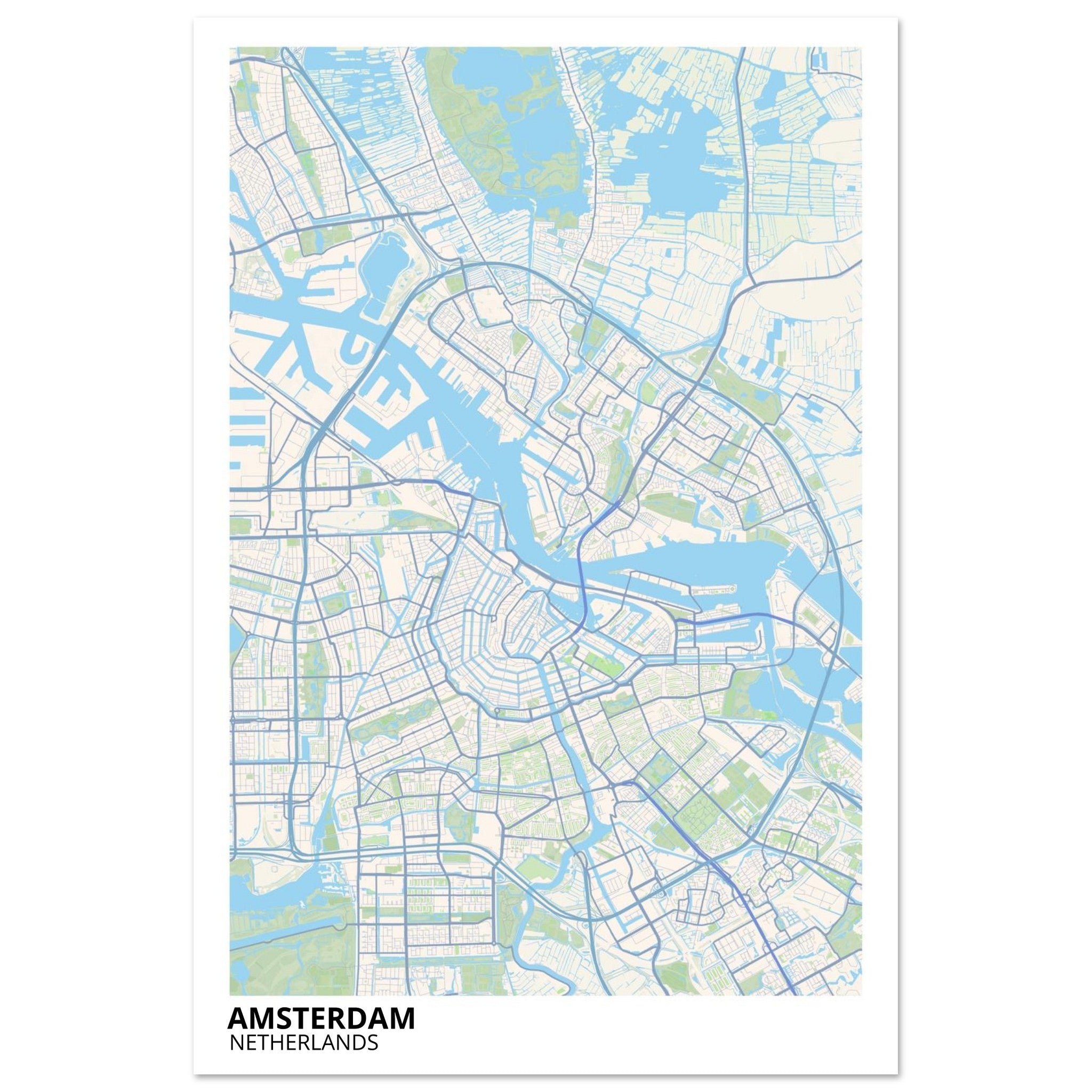 Amsterdam Netherlands City Map Poster | Custom Map Art Print - Ink And Atlas