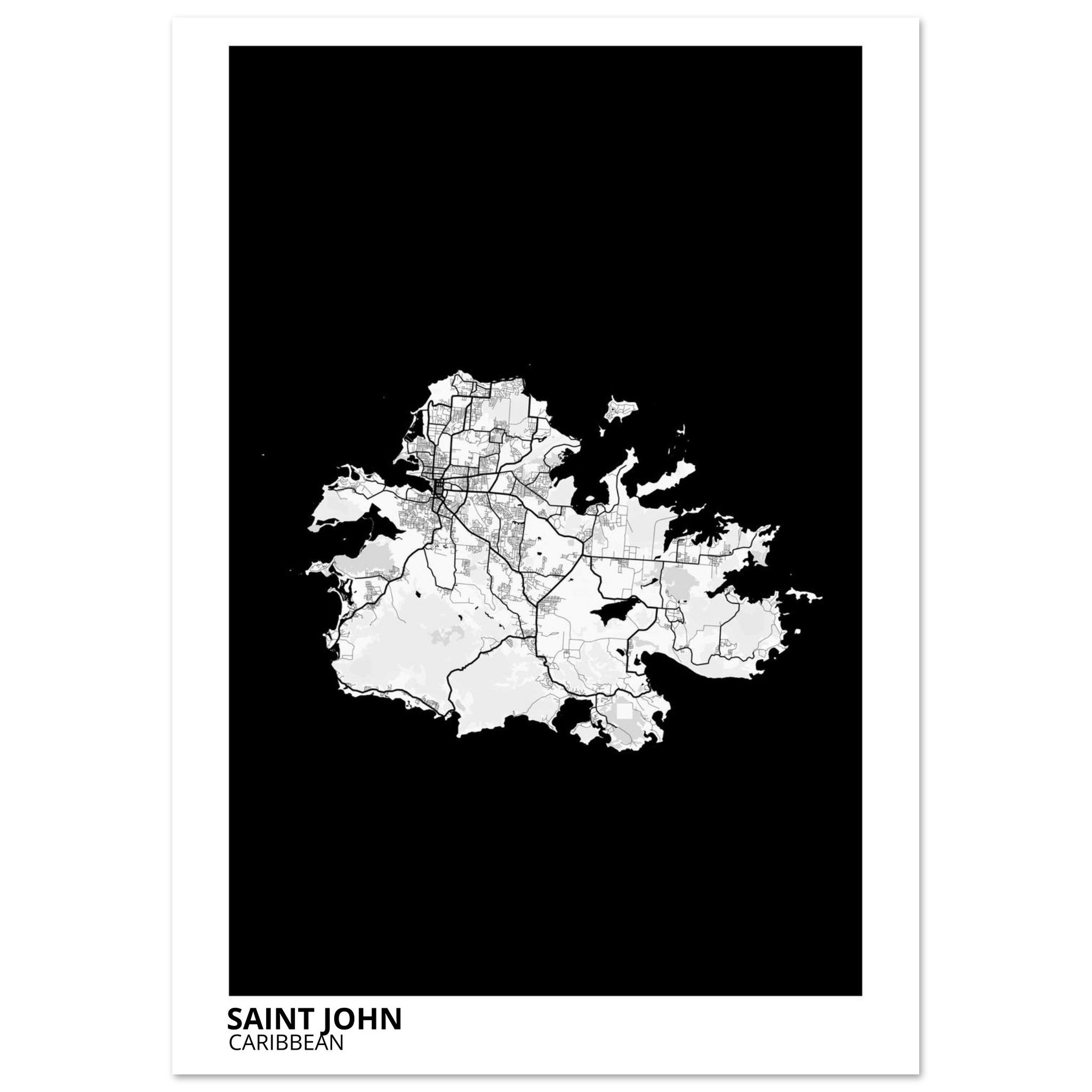 Saint John Caribbean City Map Poster | Custom Map Art Print - Ink And Atlas
