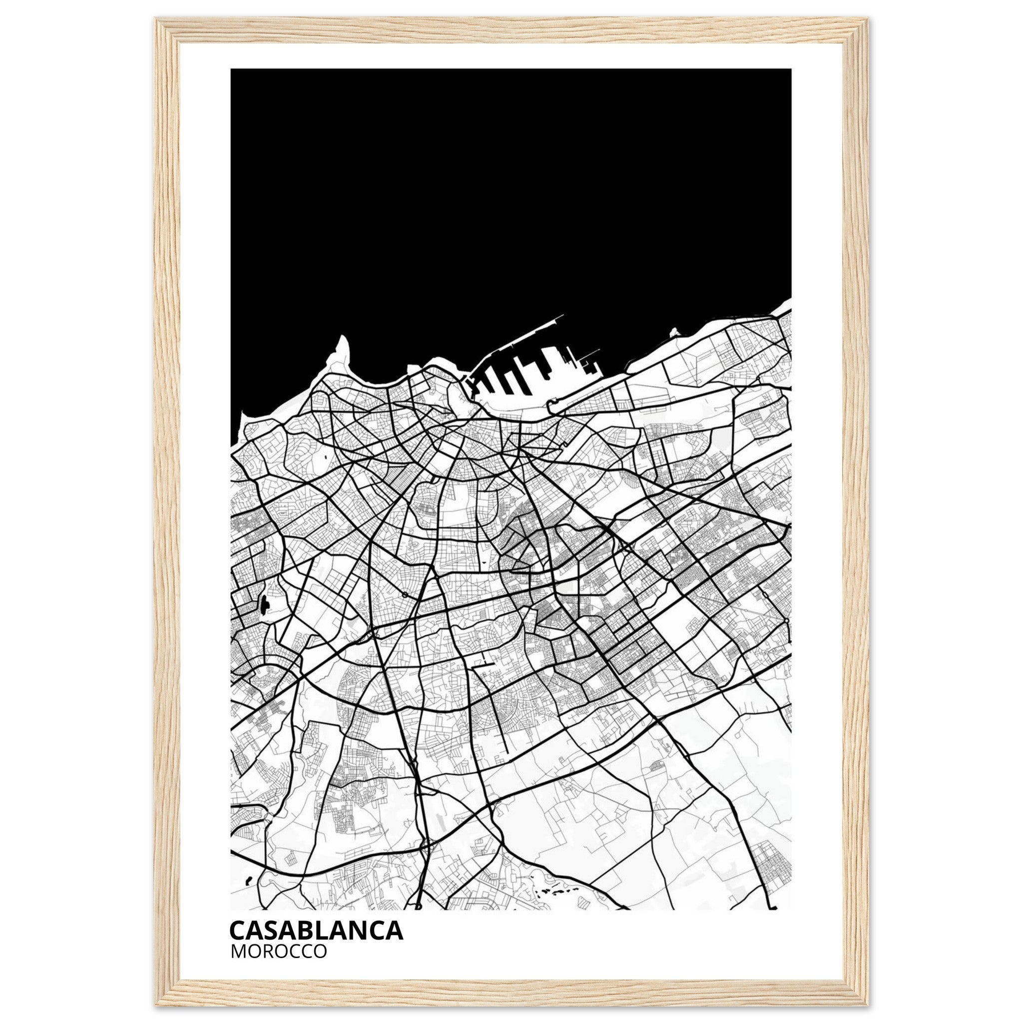 Casablanca Morocco City Map Poster | Custom Map Art Print - Ink And Atlas