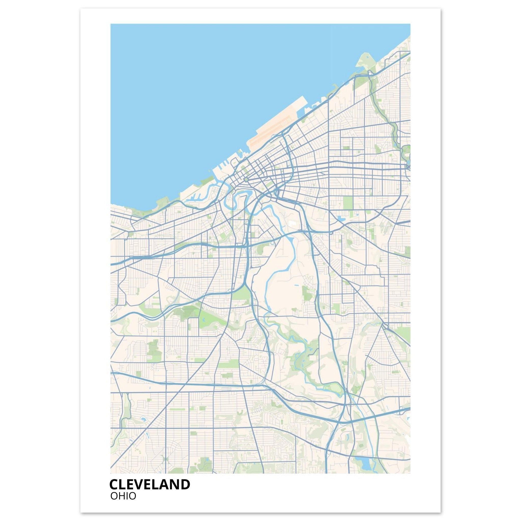 cleveland map poster print