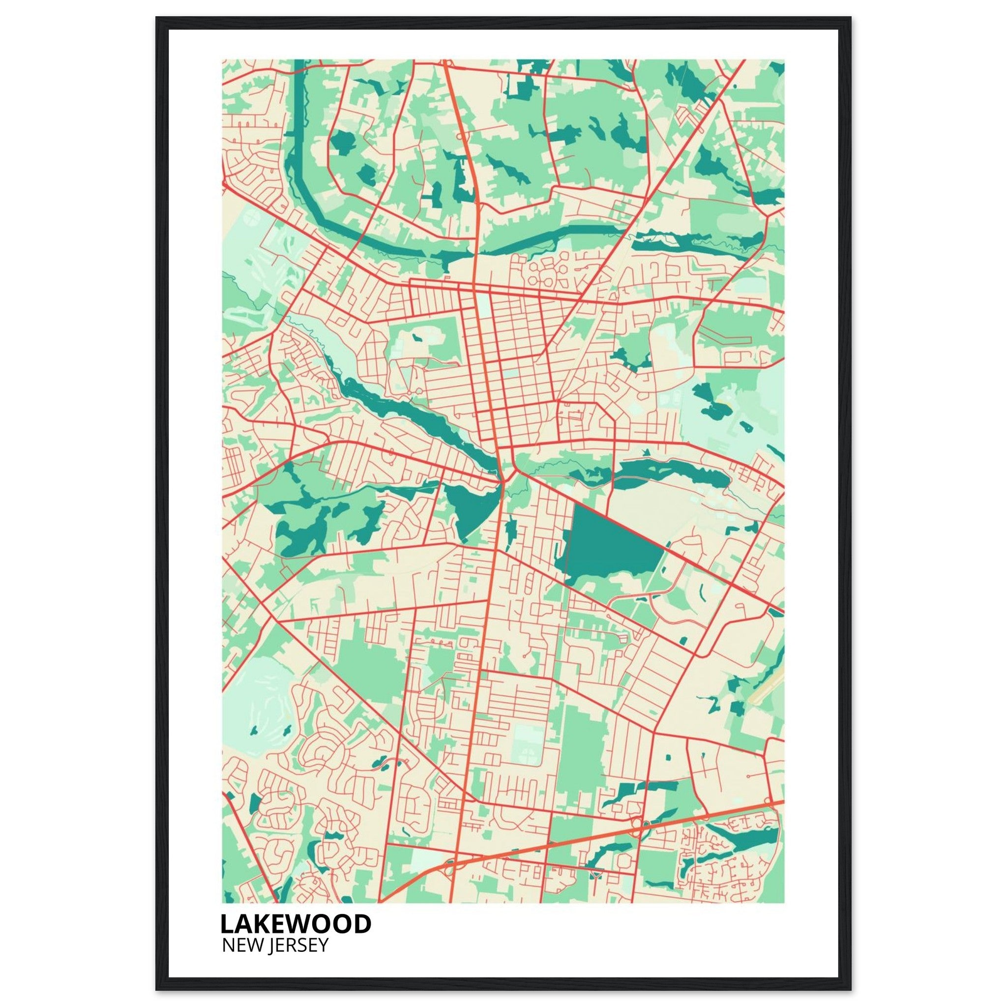 Lakewood New Jersey City Map Poster | Custom Map Art Print - Ink And Atlas