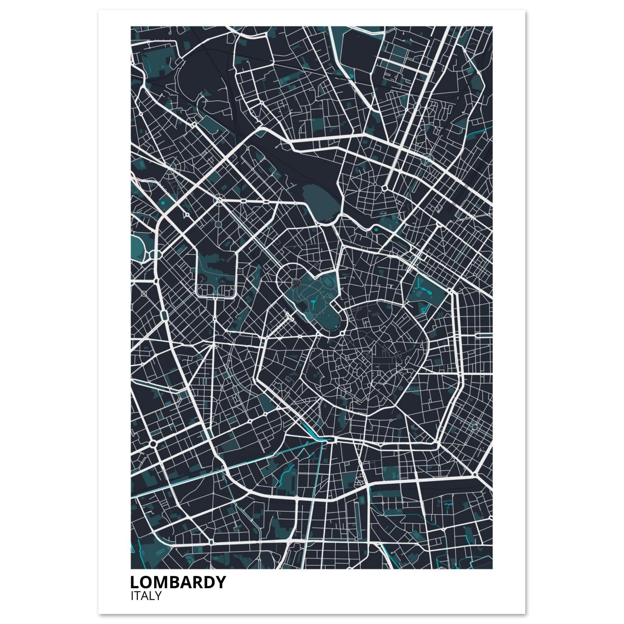 Lombardy Italy City Map Poster | Custom Map Art Print - Ink And Atlas