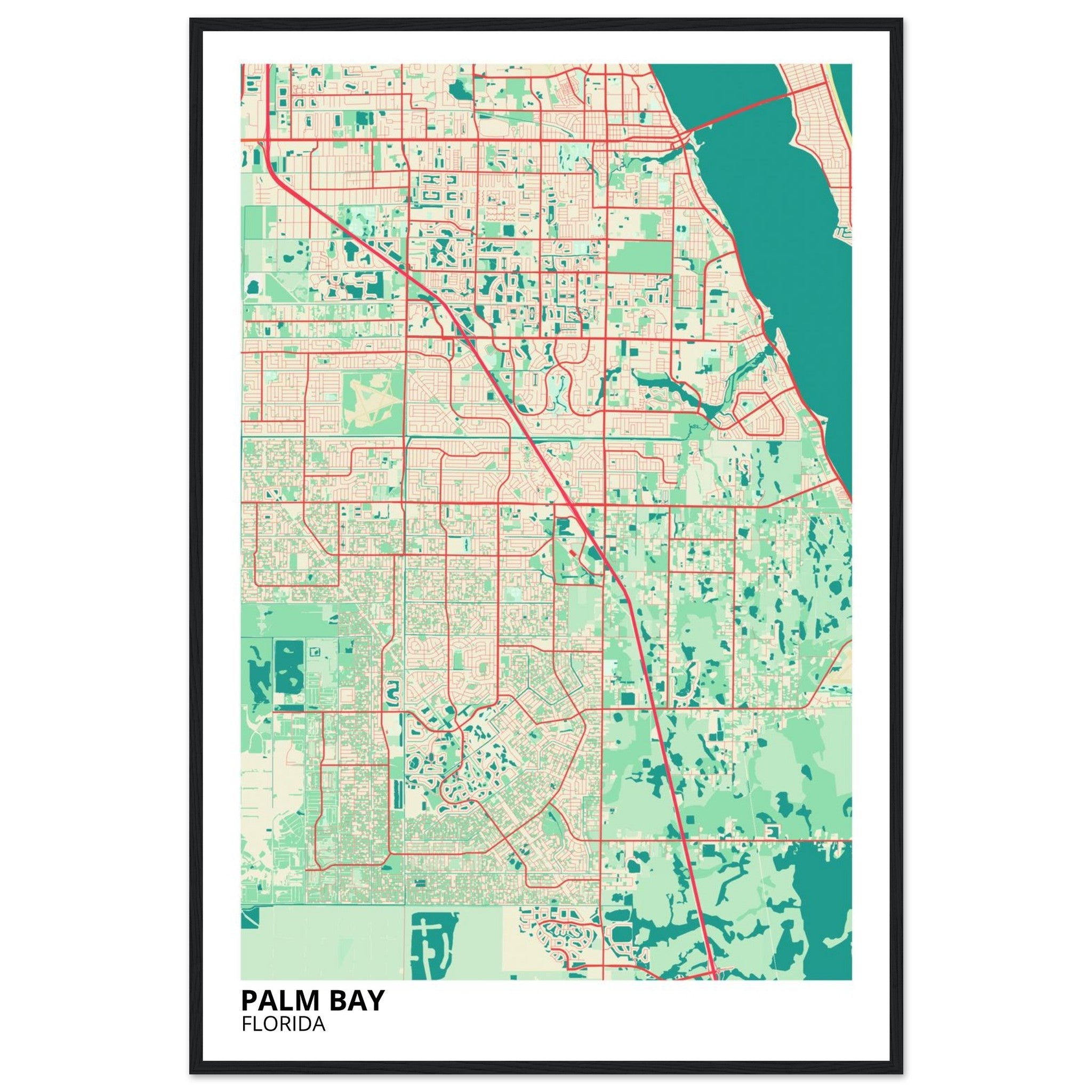 palm bay map poster print
