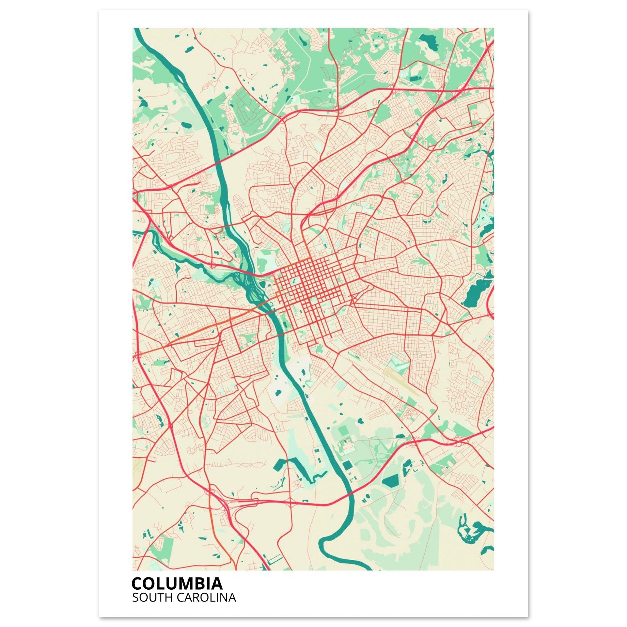 columbia map poster print