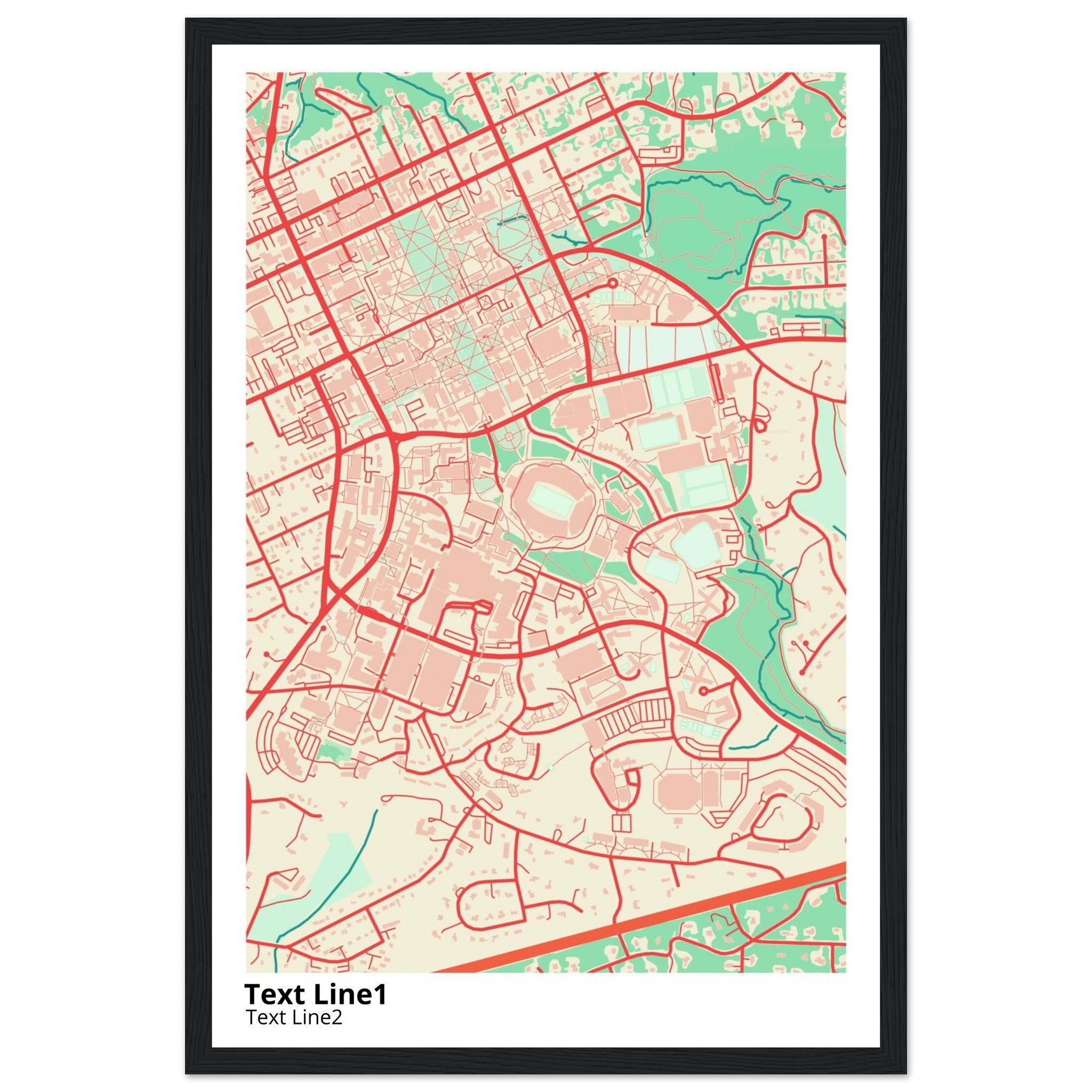 University of North Carolina at Chapel Hill Modern Campus Map Print - Ink And Atlas