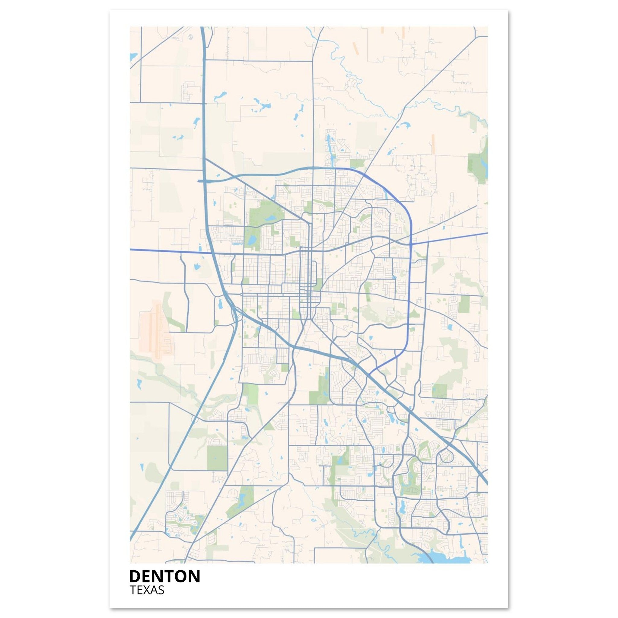 denton map poster print