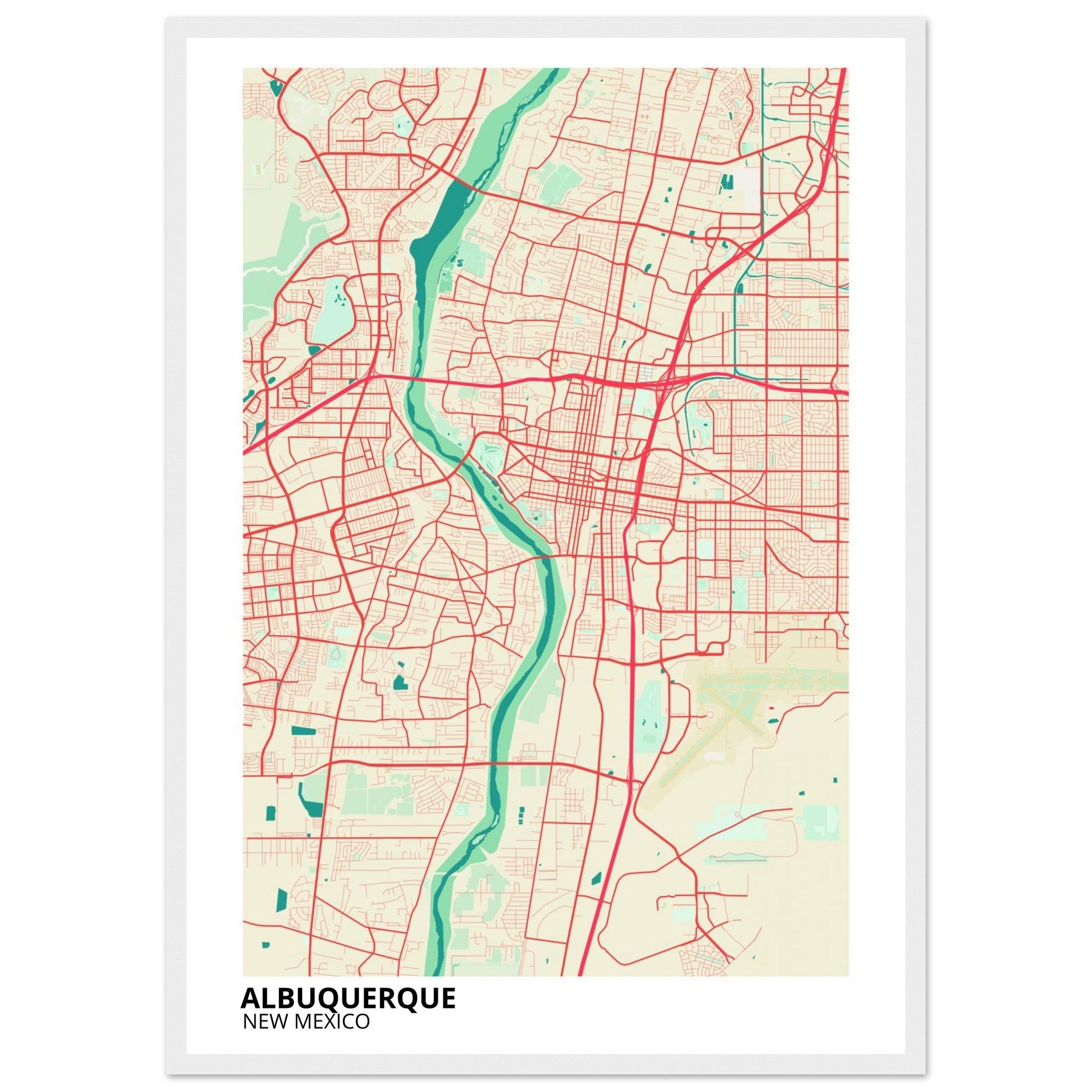 albuquerque map poster print