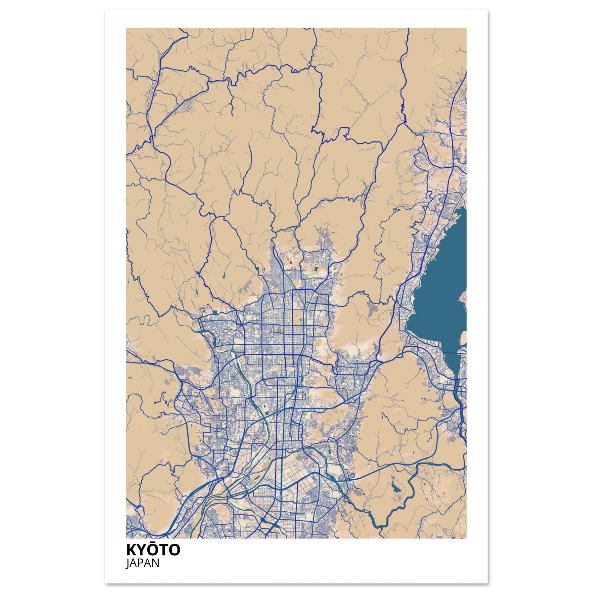 Kyoto Japan City Map Poster | Custom Map Art Print - Ink And Atlas