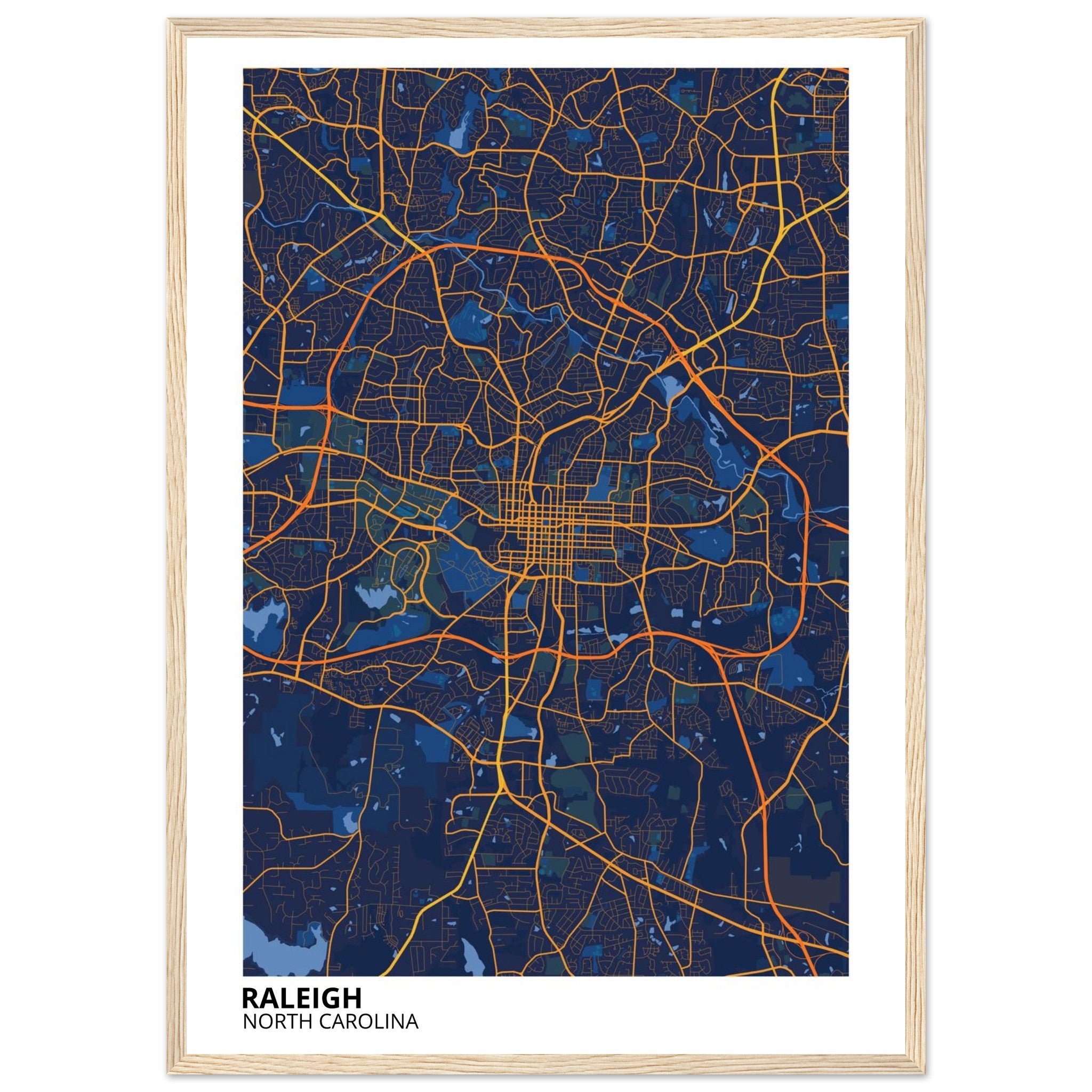 raleigh map poster print