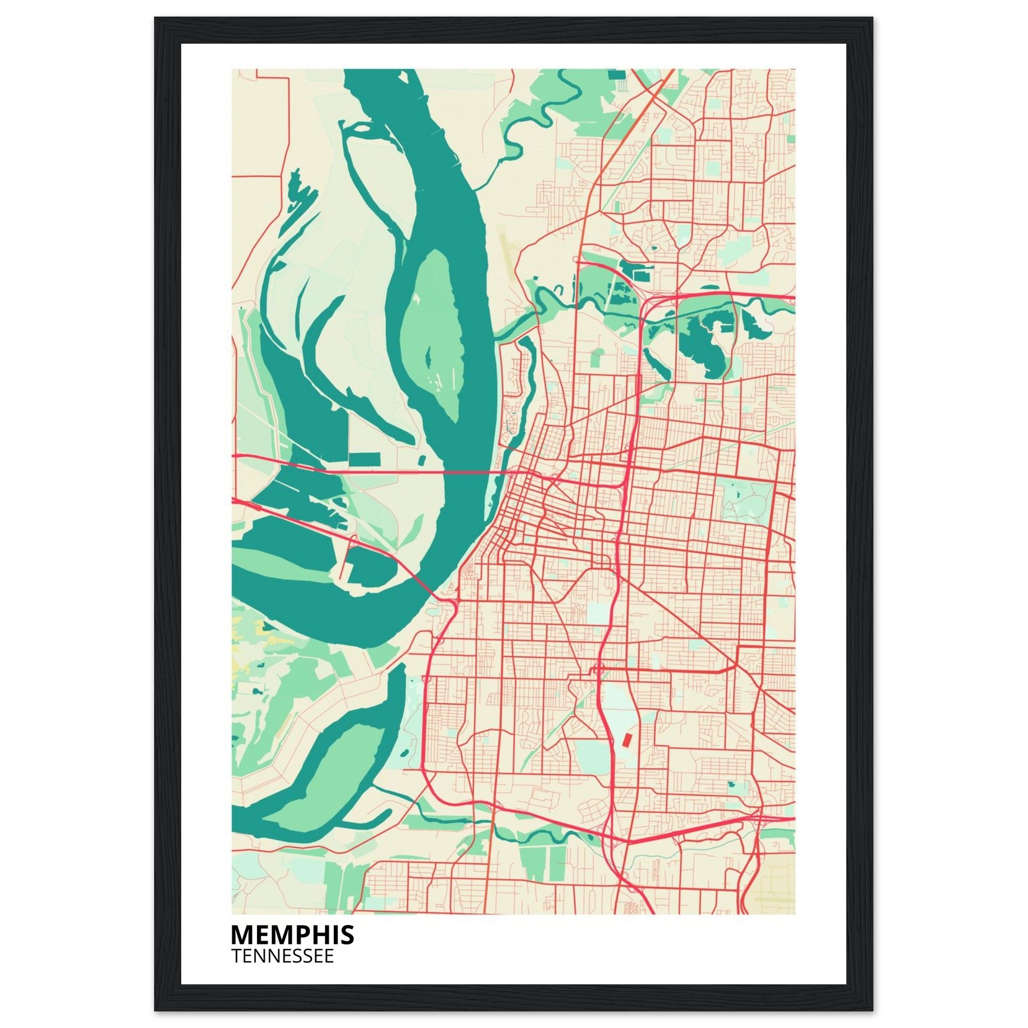 memphis map poster print