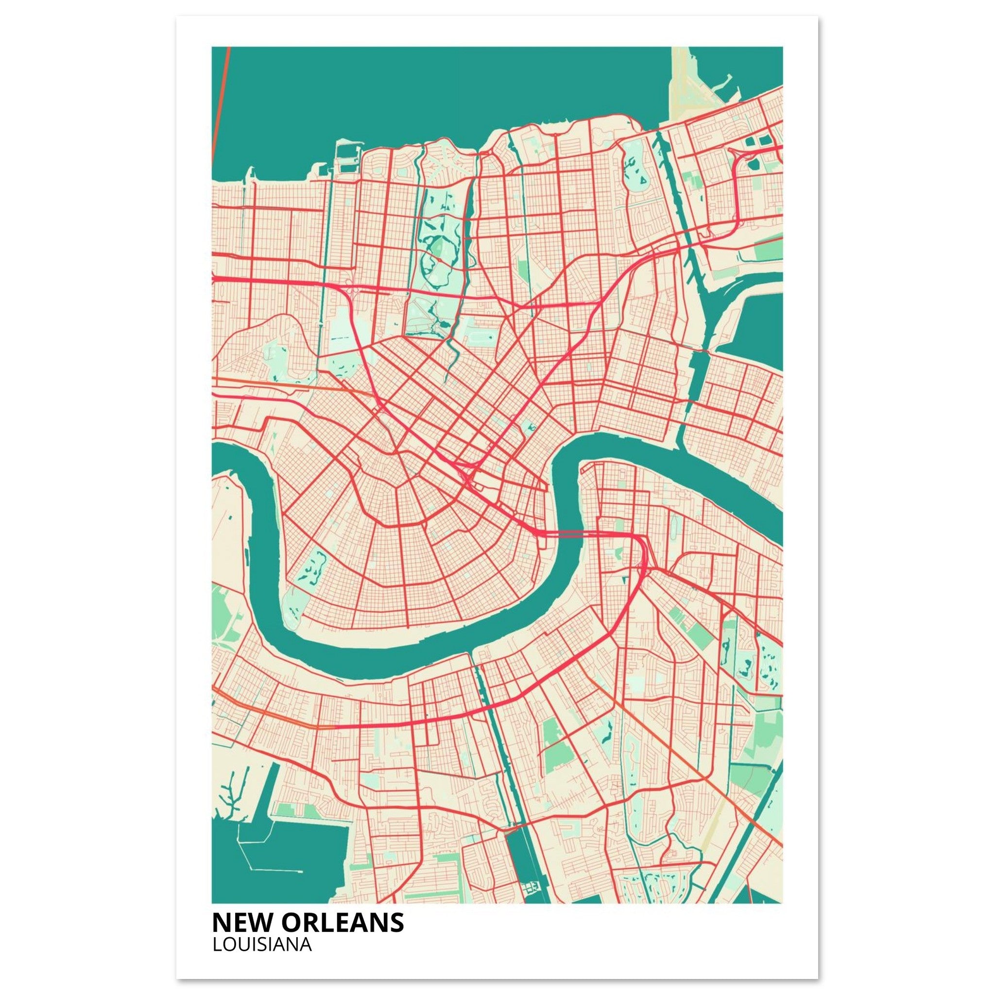 new orleans map poster print