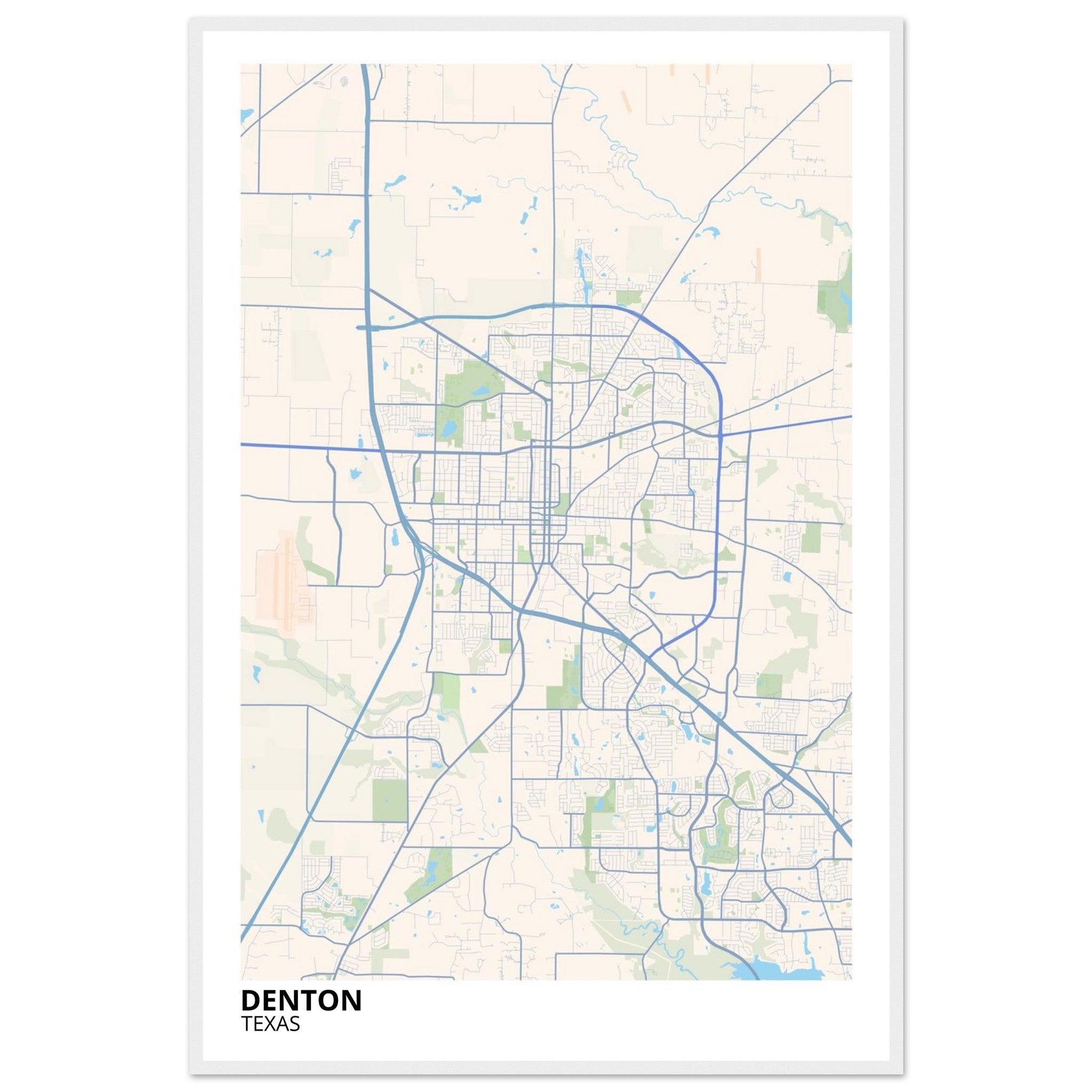 denton map poster print
