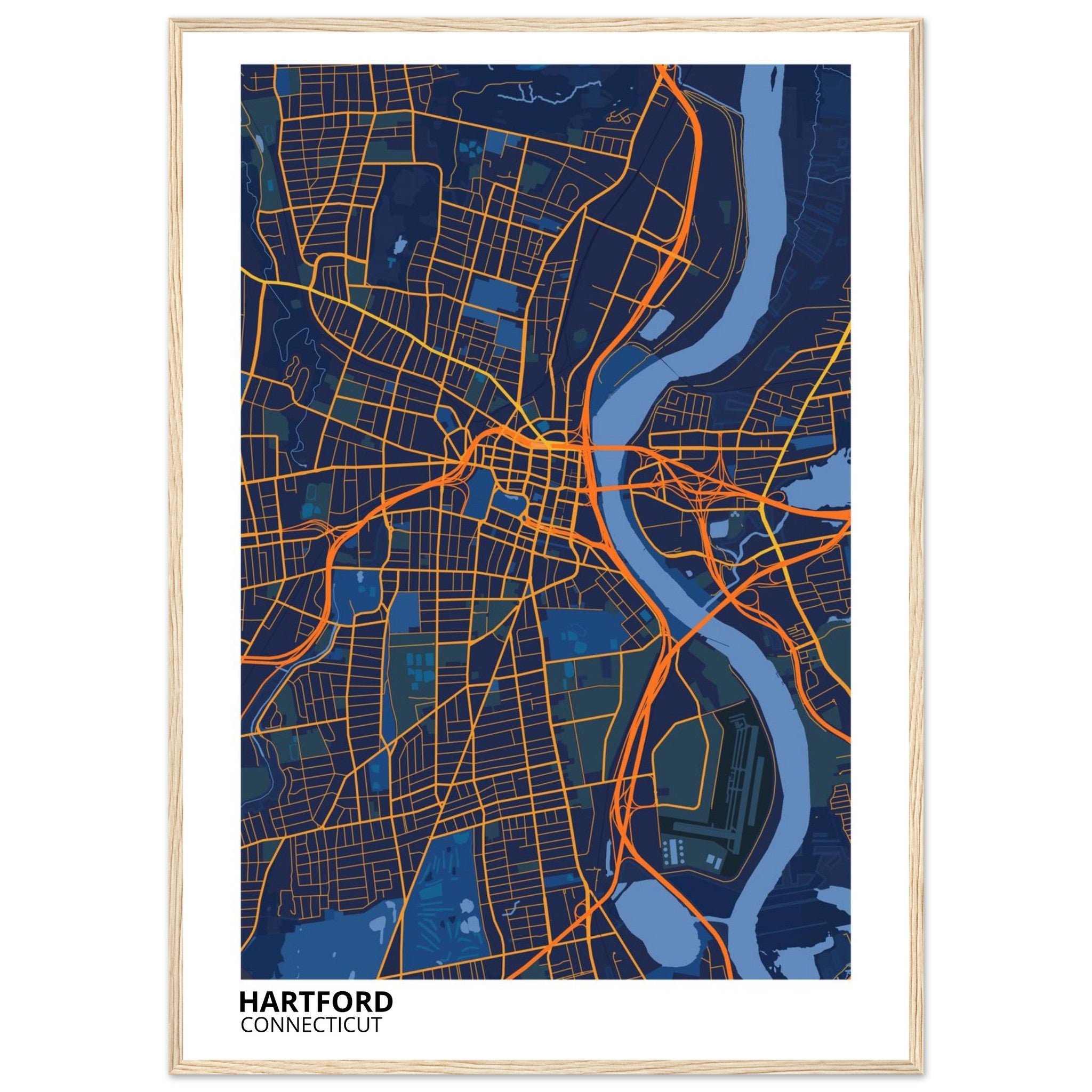 hartford map poster print