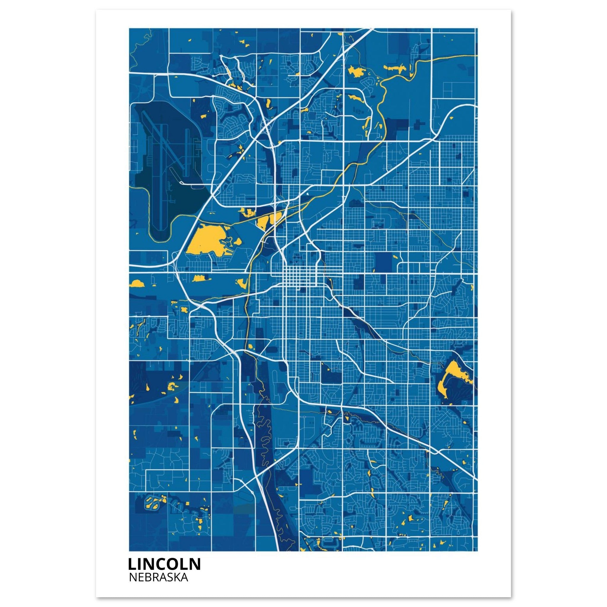 lincoln map poster print