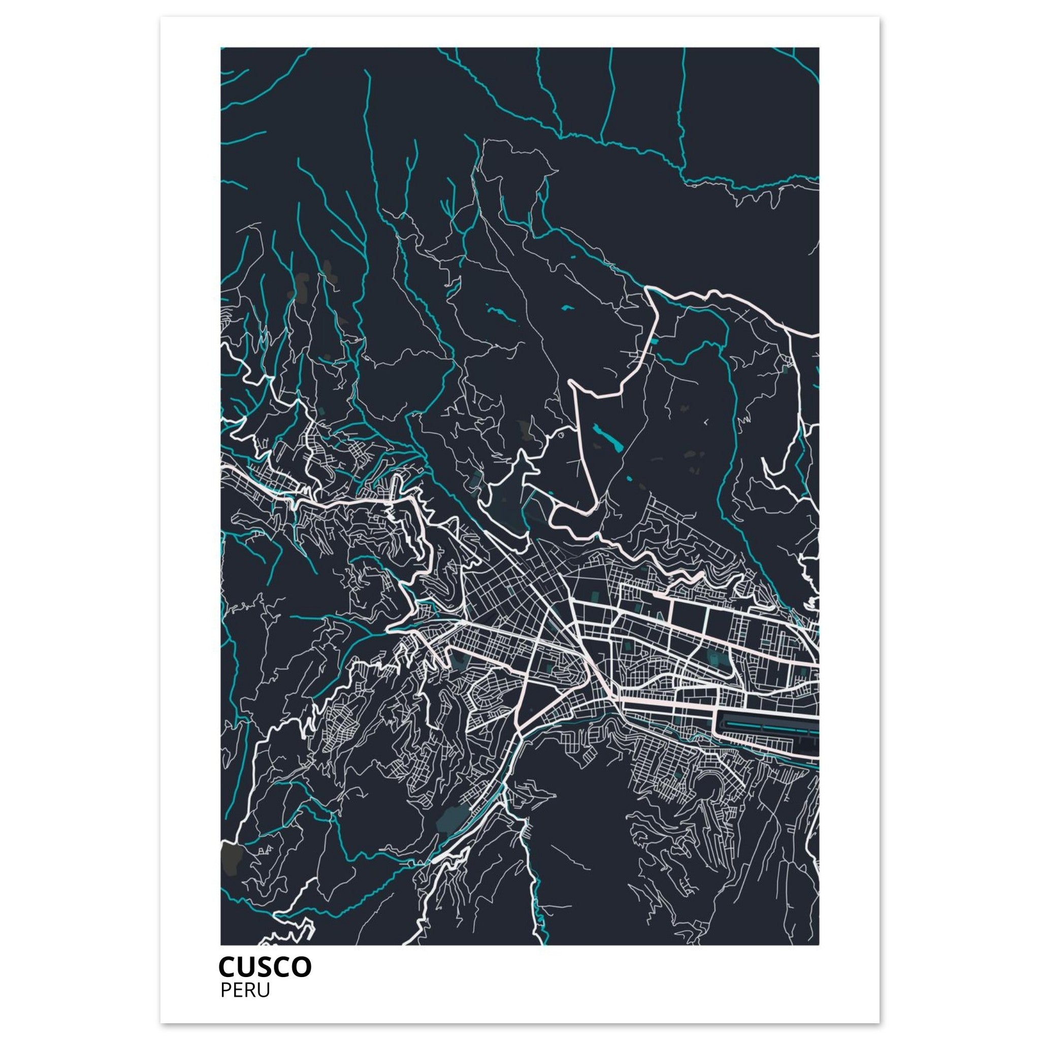 Cusco Peru City Map Poster | Custom Map Art Print - Ink And Atlas