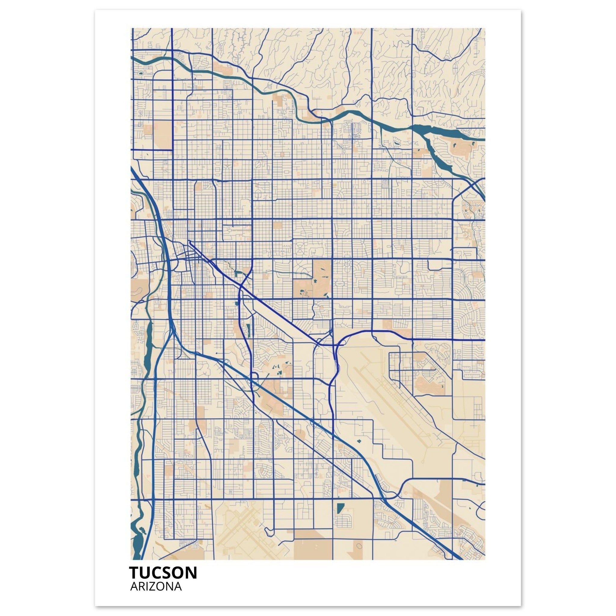 tucson map poster print