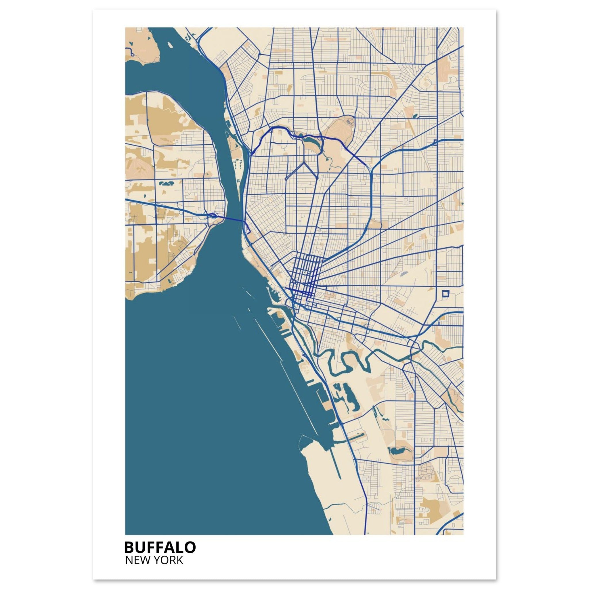buffalo map poster print