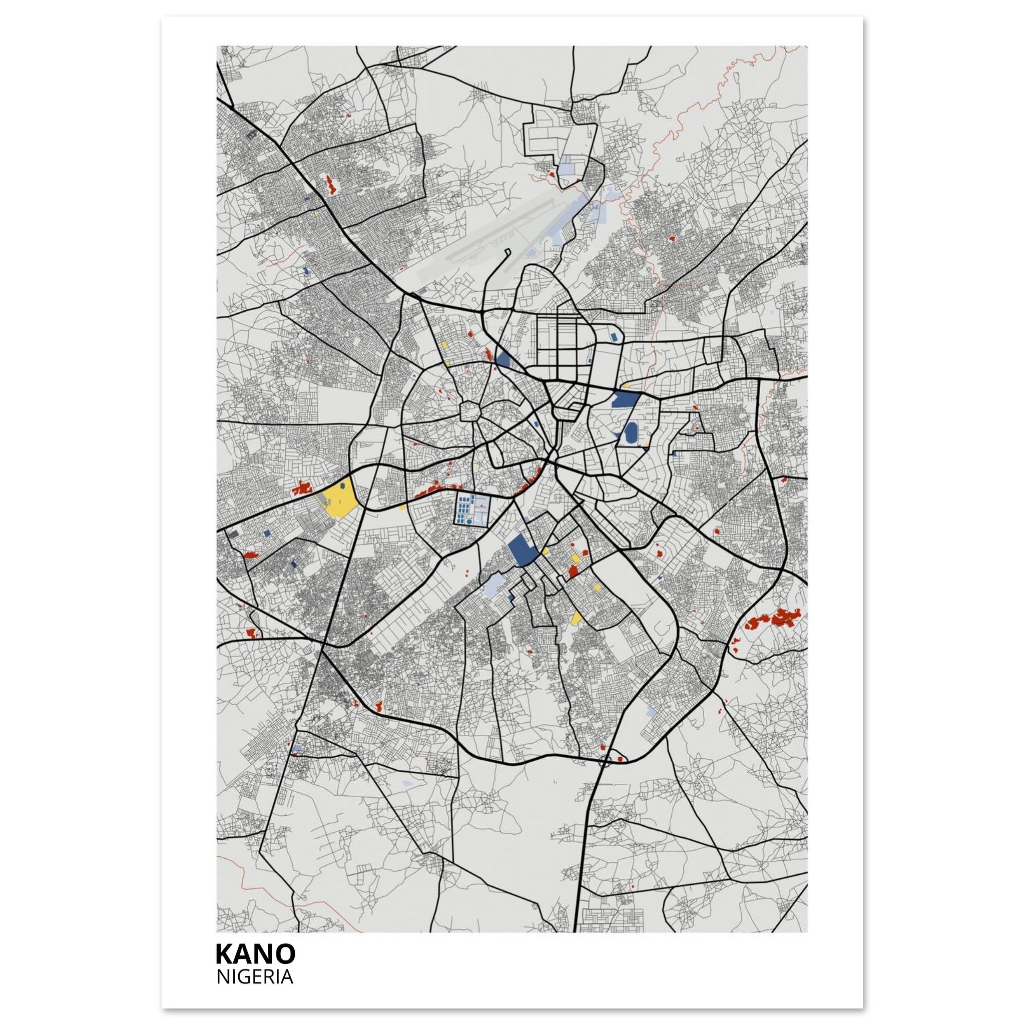 Kano Nigeria City Map Poster | Custom Map Art Print - Ink And Atlas